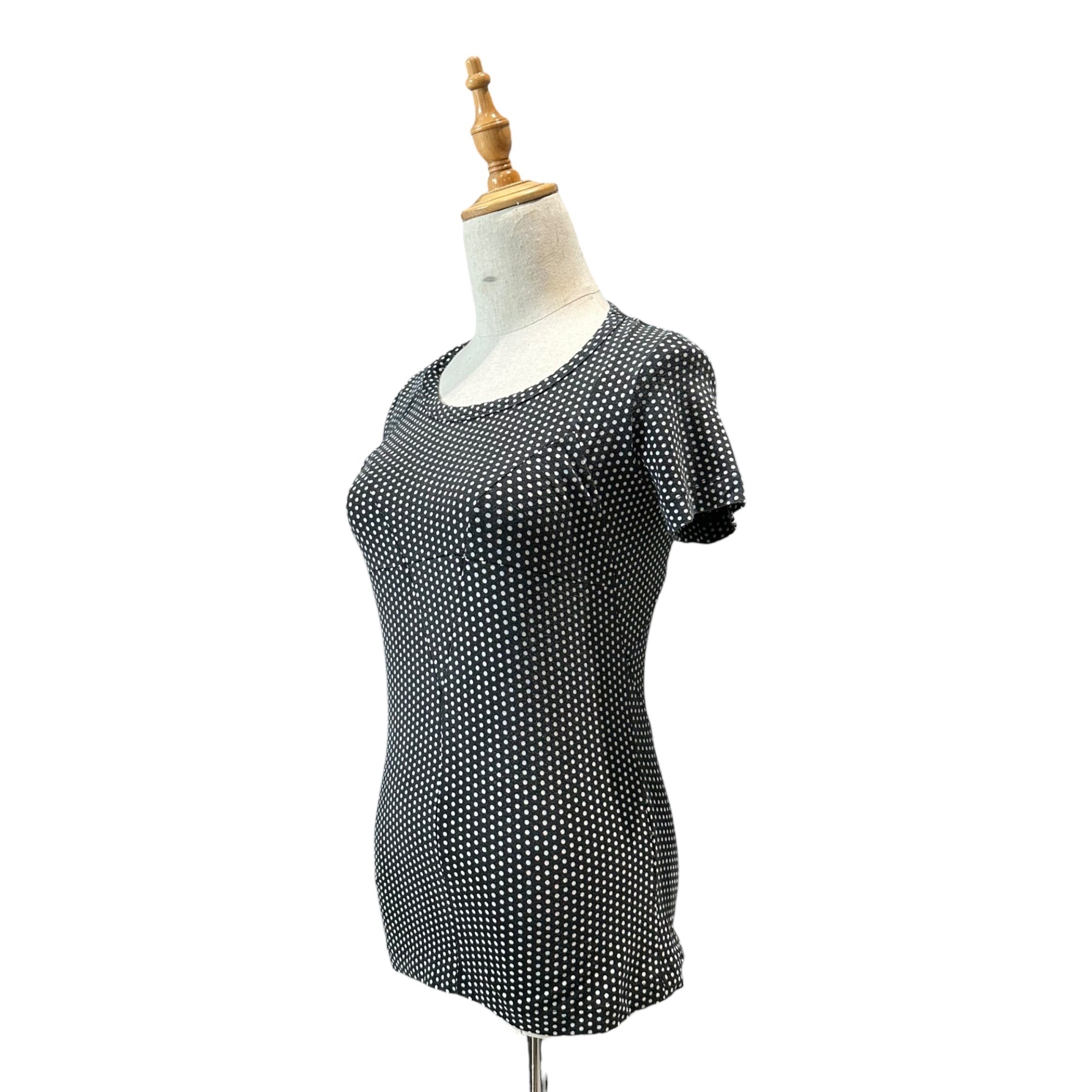 COMME des GARCONS JUNYA WATANABE(コムデギャルソンジュンヤワタナベ) Short sleeve dot top 半袖 ドット カットソー ブラック×ホワイト 品質表示タグ切取