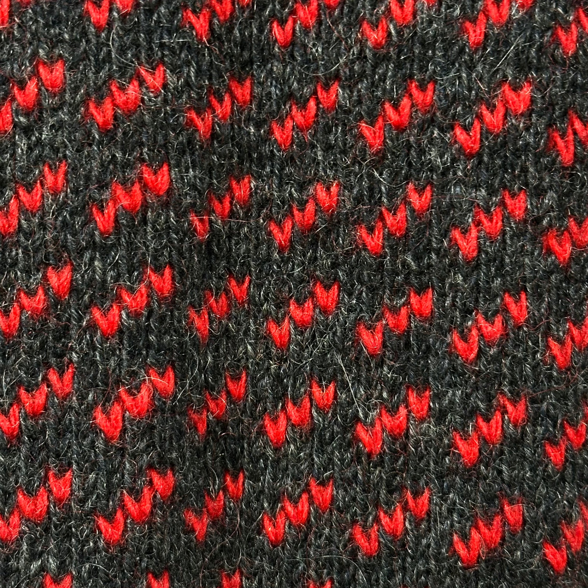 L.L.BEAN(エルエルビーン) 1980's Norwegian-Made Bird's-Eye Knit ノルウェー メイド バーズアイ ニット L グレー×レッド 80s ヴィンテージ