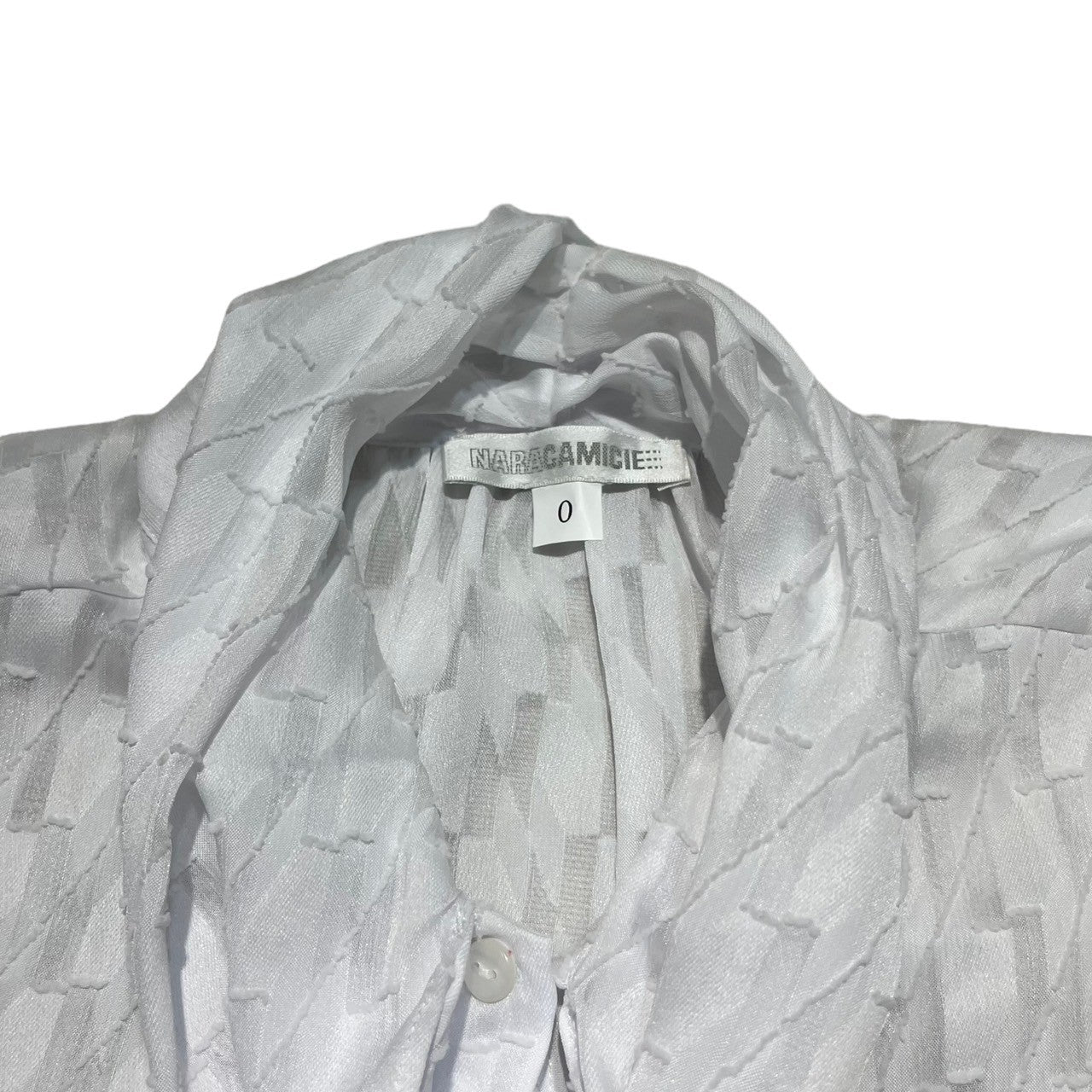 NARA CAMICIE(ナラカミーチェ) シアーカットジャガード半袖ボウタイブラウス 10-31-04-014 0 ホワイト 参考定価¥25,300(税込)