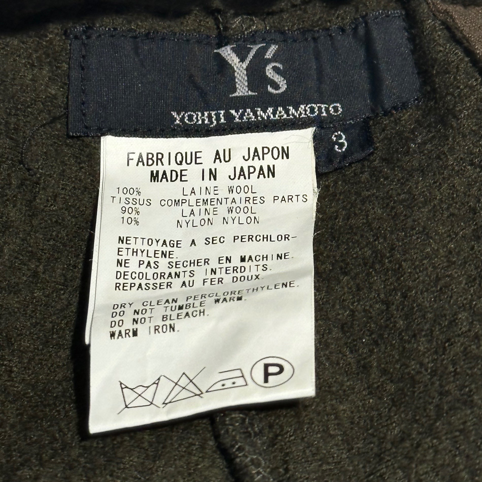 Y's(ワイズ) Fulling Inside-Out Cut-Off Semi-Wide Easy Pants 縮絨加工 インサイドアウト 断ち切り セミワイド イージー パンツ YU-T81-572 3(L程度) カーキ