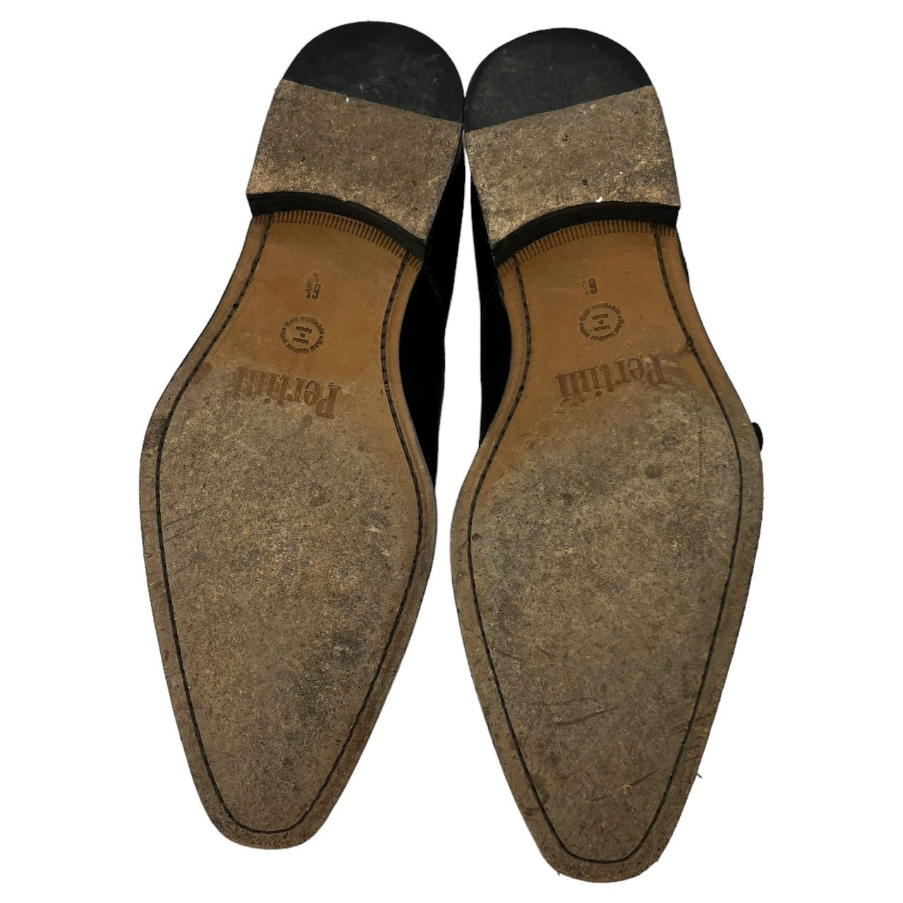 Pertini(ペルティ二) ダブル モンク ストラップ レザー シューズ 23500 6 1/2(26cm程度) ブラック ドレス 革靴