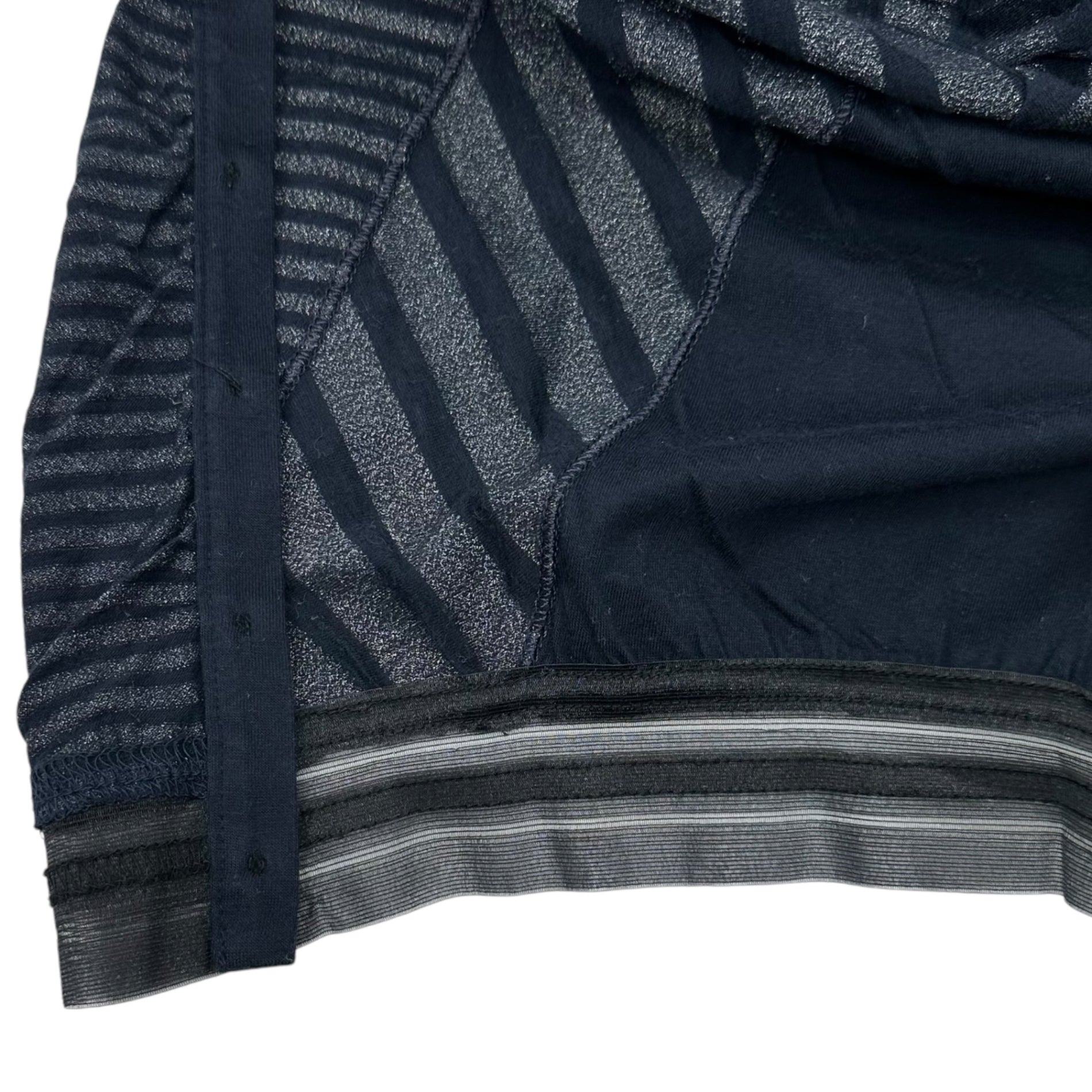 MARITHE FRANCOIS GIRBAUD(マリテフランソワジルボー) 00's Border Different Fabric Docking Cardigan ボーダー 異素材 ドッキング カーディガン Y2K M ネイビー