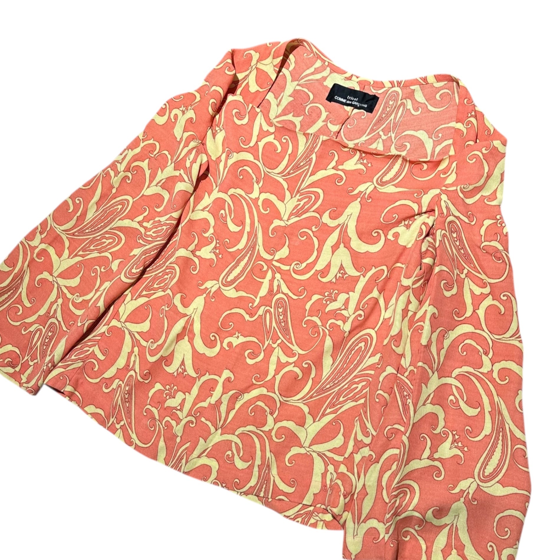tricot COMME des GARCONS(トリココムデギャルソン) 97SS Vintage Botanical Print Blouse ヴィンテージ ボタニカル 総柄 ブラウス TB-100200 FREE ピンク×イエロー AD1996