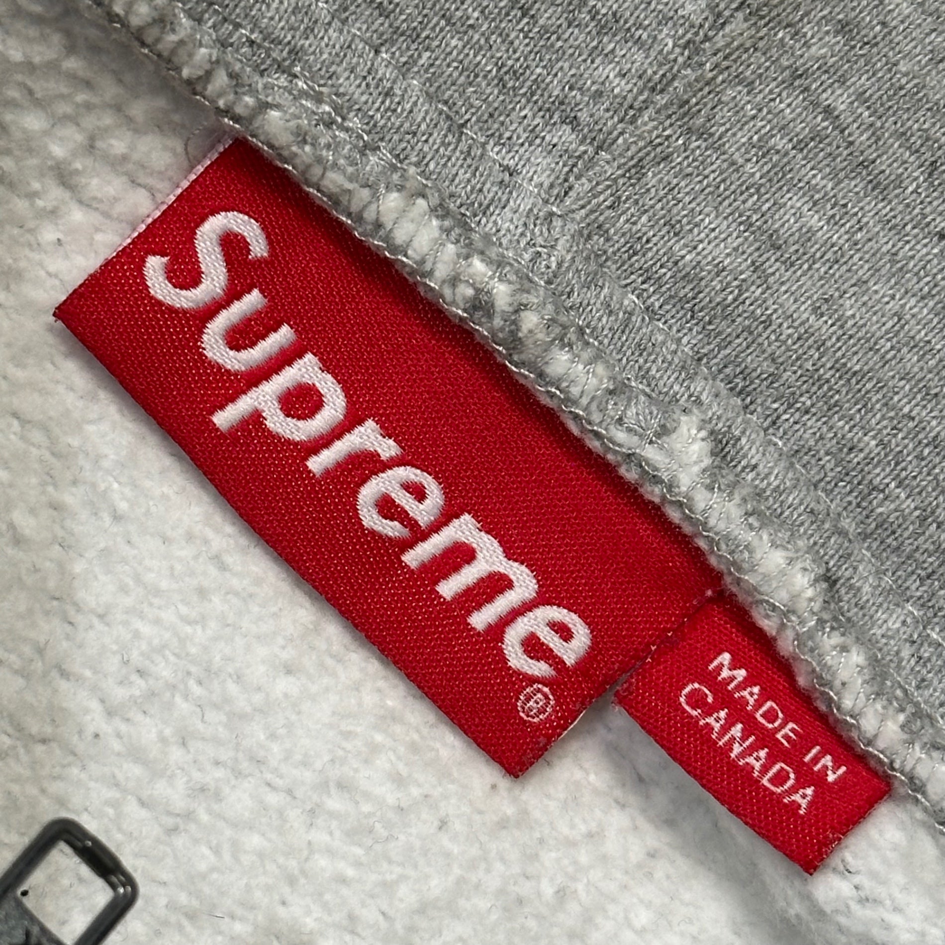 SUPREME(シュプリーム) 2015AW Felt Hooded Logo Zip Up Sweatshirt フェルト フーデッド ロゴ ジップアップ パーカー S ライトグレー