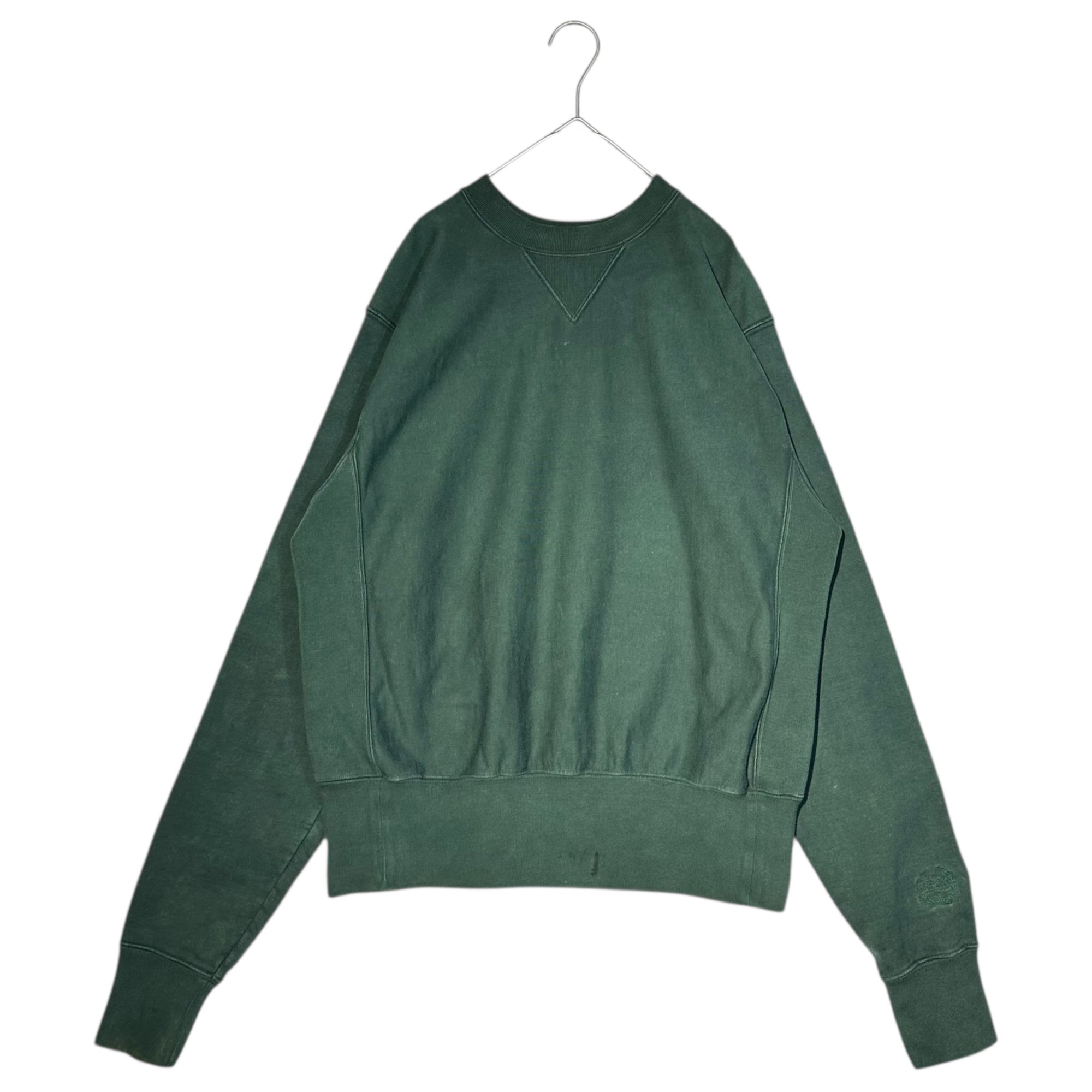 MAISON MARGIELA(メゾンマルジェラ 21AW CROPPED SHRUNKEN SWEAT 両V 袖刺繍 クルーネック スウェット S50GU0180 46(SM程度) グリーン