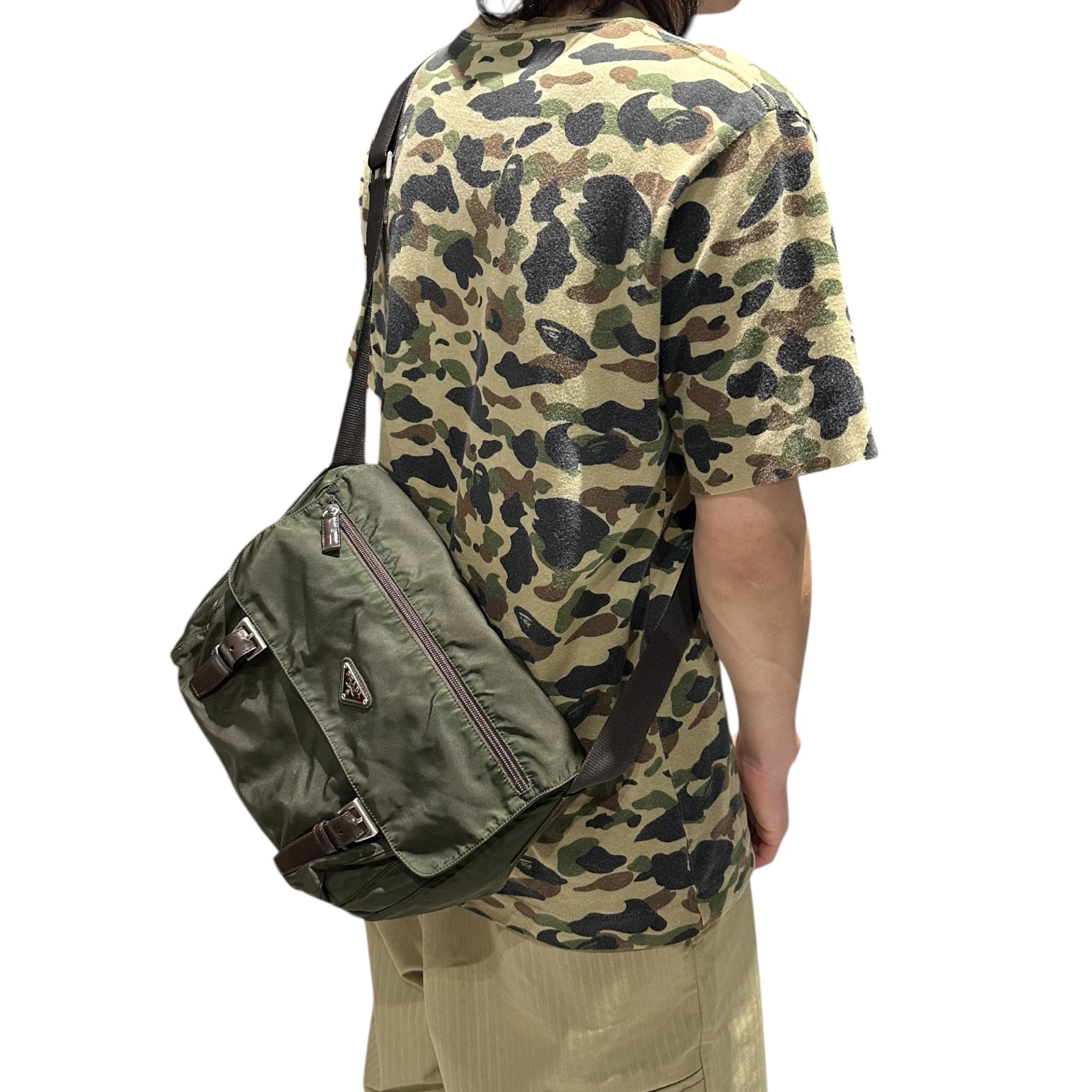 PRADA(プラダ) 90's~00's Nylon Double-Buckle Messenger Bag ナイロン ダブルバックル メッセンジャー バッグ グリーン ショルダー