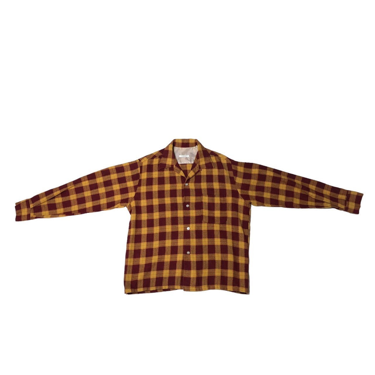 beaver shirt company(ビーバーシャツカンパニー) 80's ~ 90's Wool blend open collar shirt ウールブレンド オープンカラー シャツ ヴィンテージ M レッド×オレンジ 推定80年代~90年代