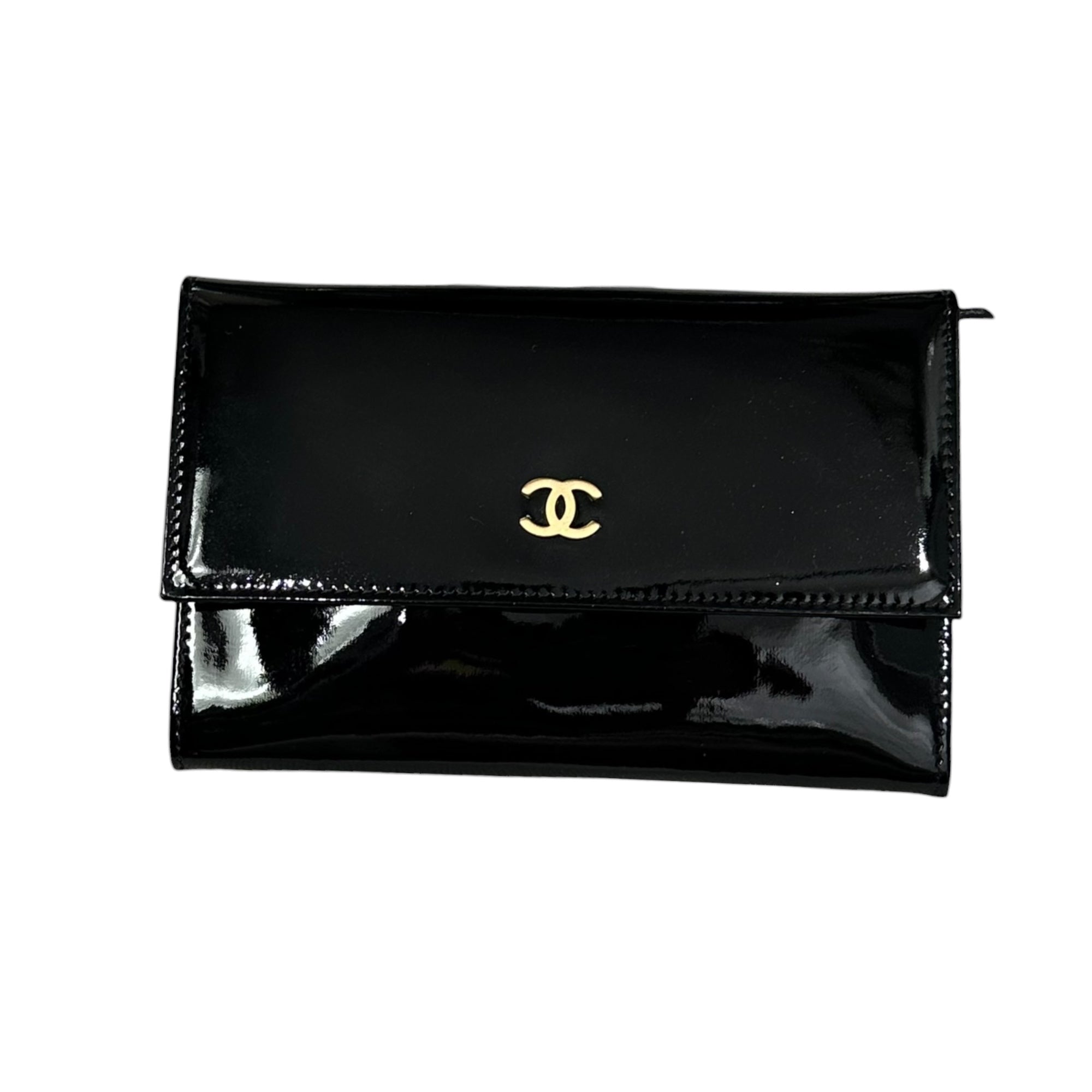 CHANEL(シャネル) 2000's CC Logo Patent Leather Flap Wallet ココマーク パテントレザー フラップ ウォレット ブラック 600万台 財布