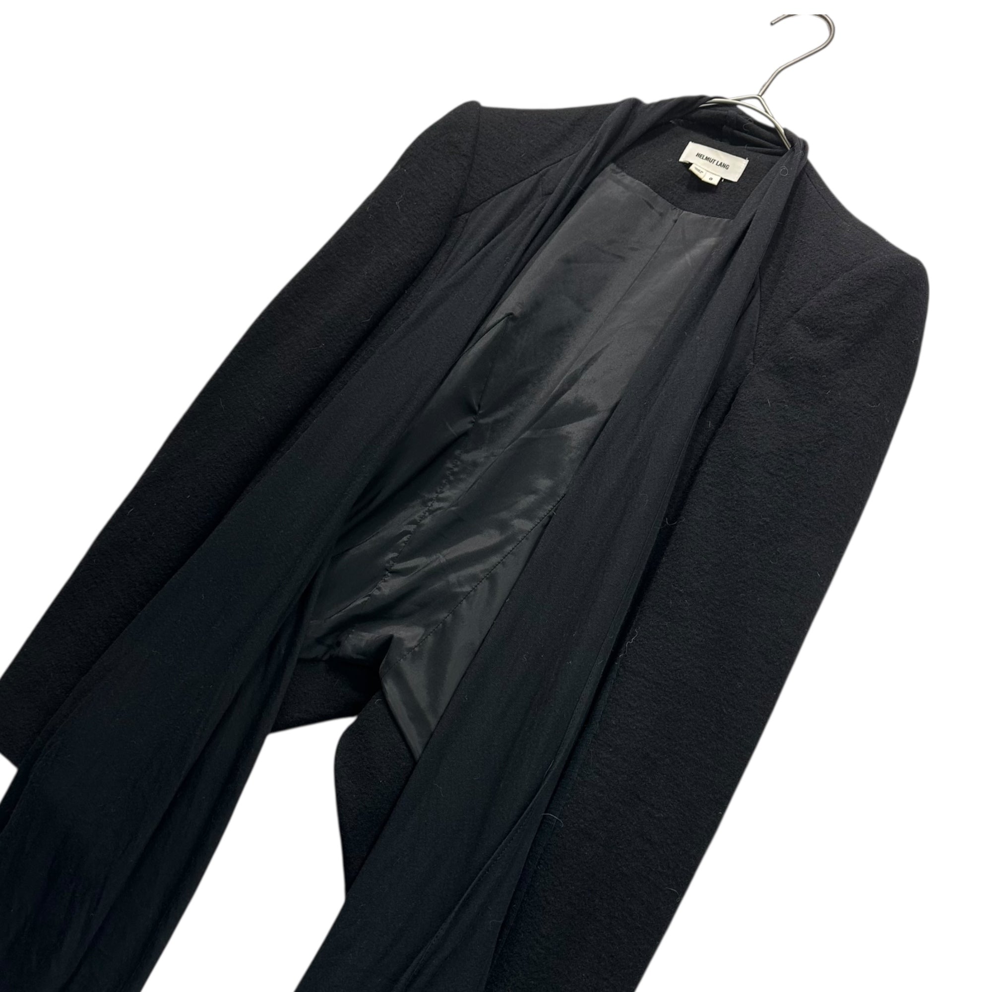 HELMUT LANG(ヘルムートラング) Wool Body Scarf Docking Jacket ウールボディ スカーフ ドッキング ジャケット 16-0304401 0(XS程度) ブラック