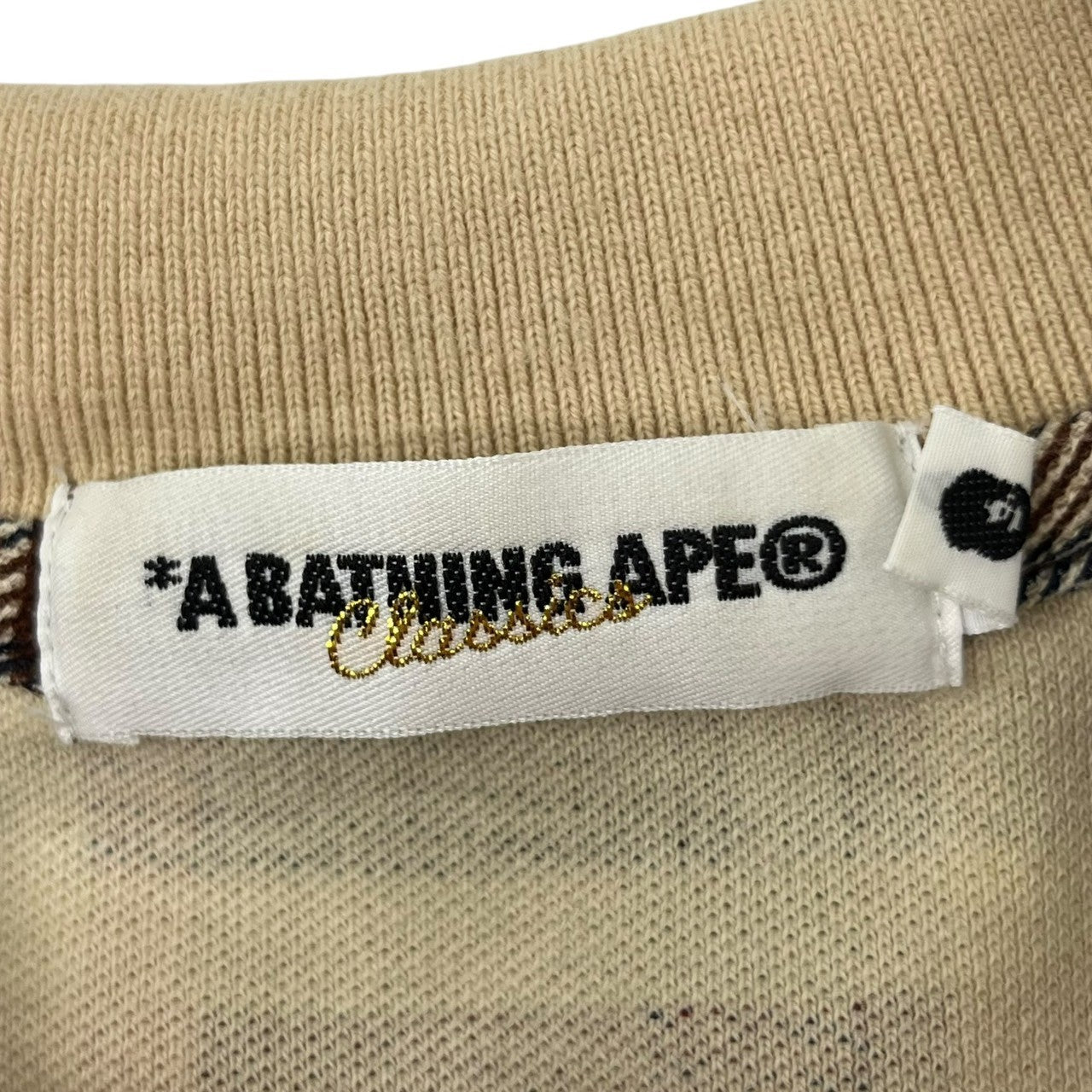 A BATHING APE(アベイシングエイプ) 00's Tartan check one point logo polo shirt タータンチェック ワンポイントロゴ ワン ポロシャツ L ブラウン×ベージュ
