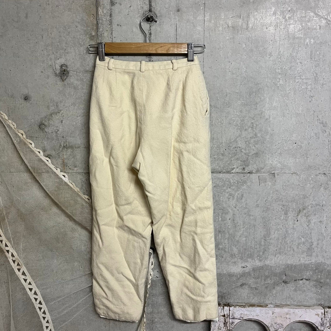 Liz Claiborne(リズ グレイボーン) 80's vintage wool pants ヴィンテージ ウール パンツ 80年代 SIZE 4(M) アイボリー ヨーロッパヴィンテージ