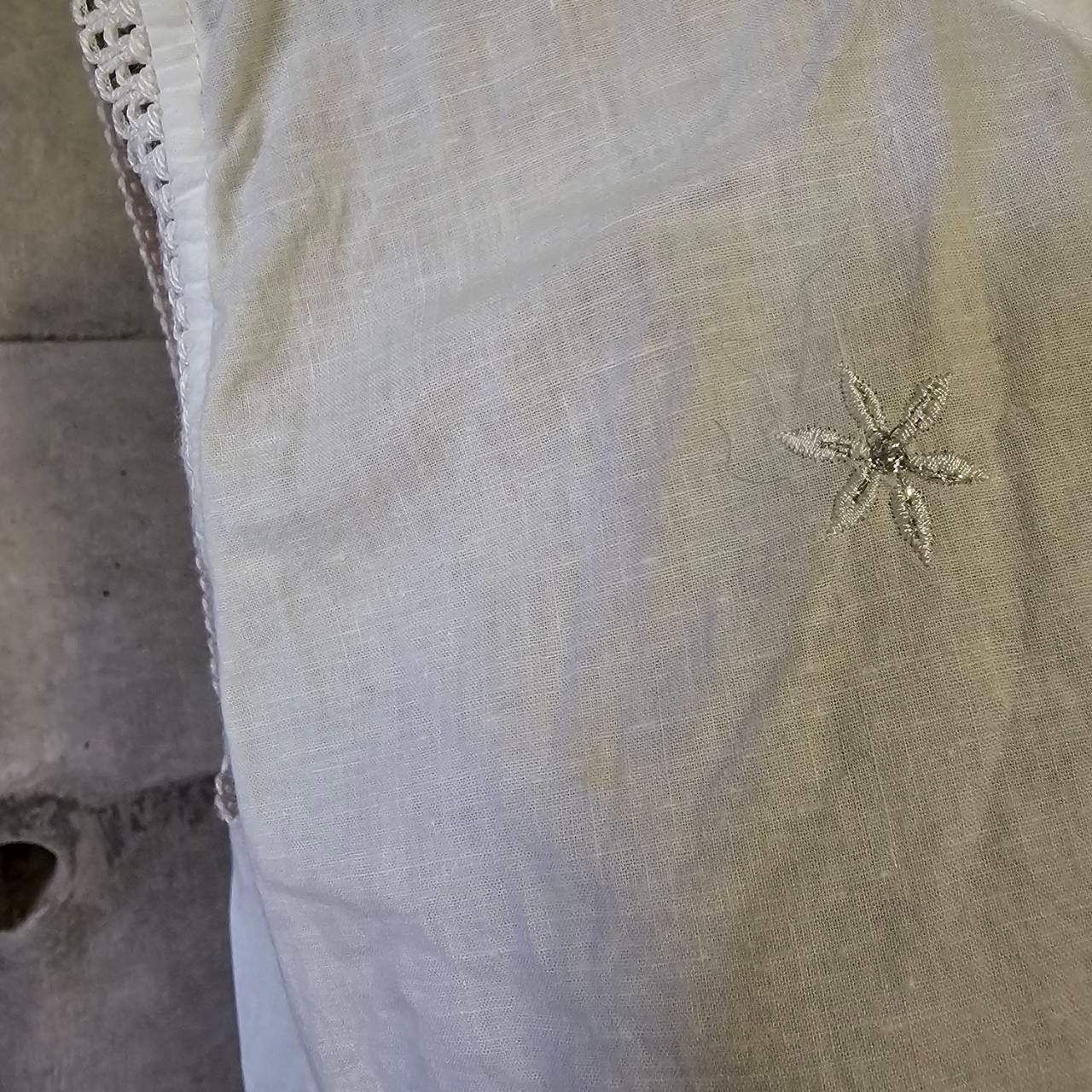 vintage(ヴィンテージ) silver stich and lace vest 刺繍とレースの前開きベスト ブラウス 表記無し(M~Lサイズ程度) ホワイト(刺繍:シルバー)