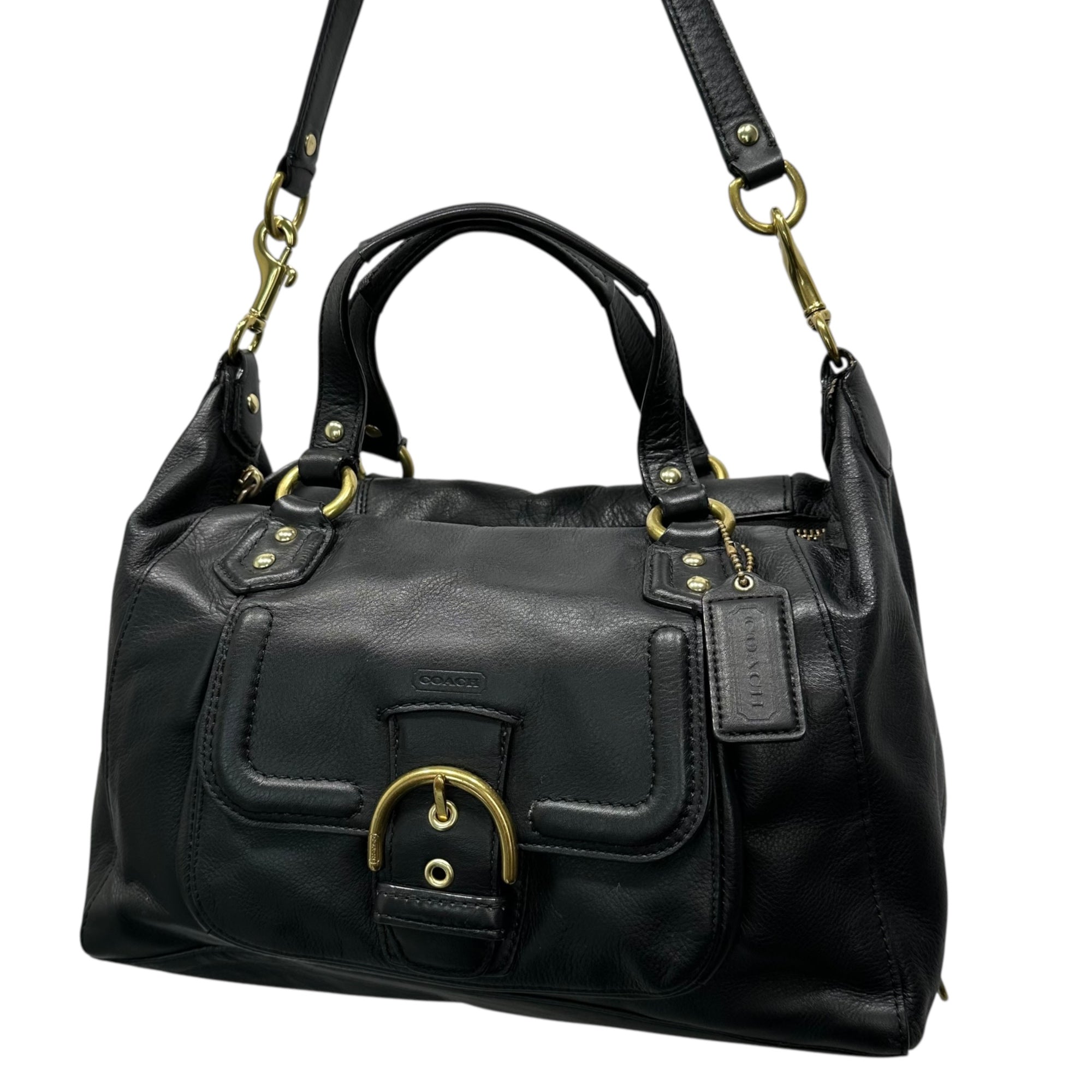 COACH(コーチ) Campbell Satchel Leather 2WAY Shoulder Bag キャンベル サッチェル レザー 2WAY ショルダー バッグ F24690 ブラック ハンド
