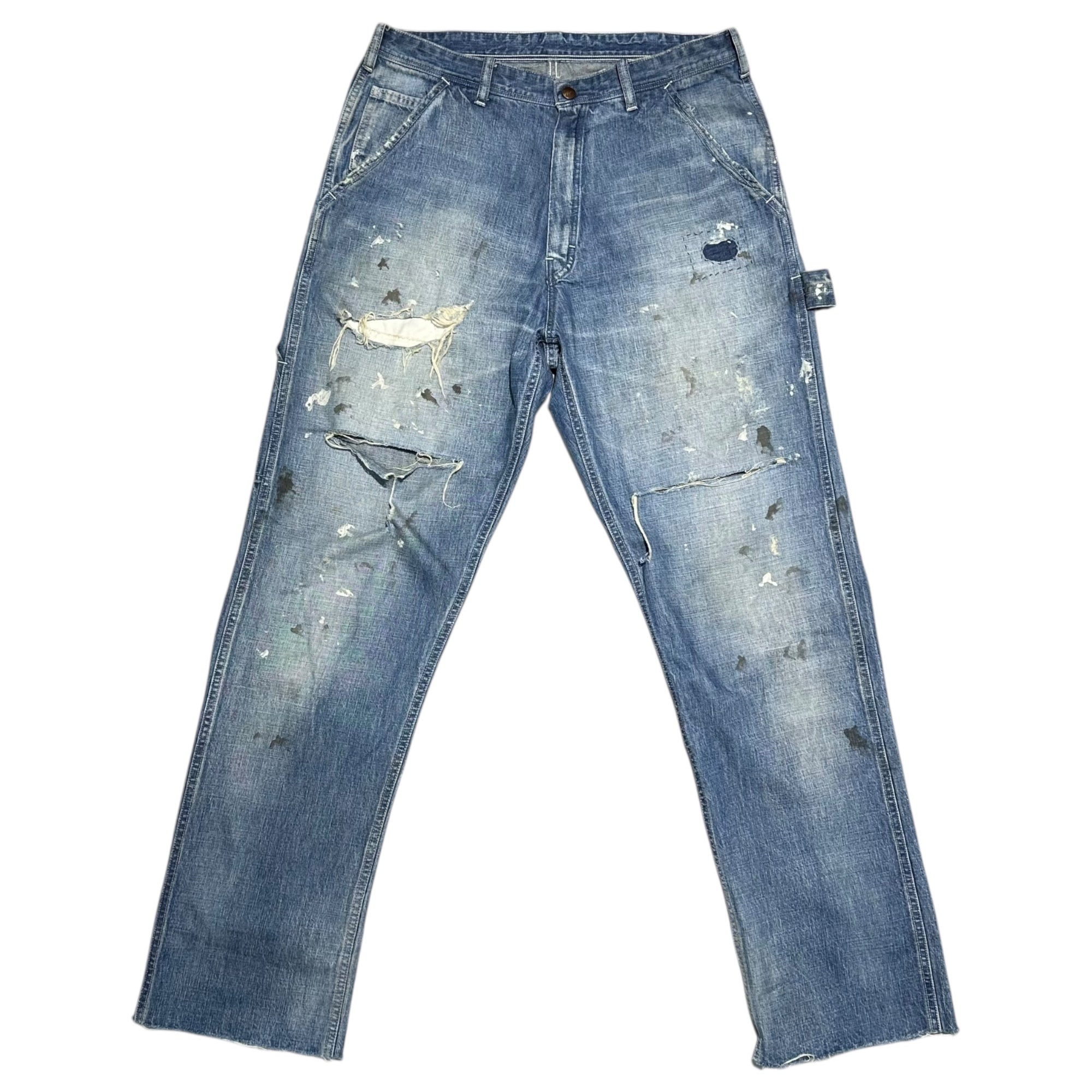 SAINT MICHAEL(セントマイケル) 24SS DENIM PANTS PAINTER BLUE ヴィンテージ加工 ペインター デニム パンツ SM-YS3-0000-051 S ライトインディゴ ダメージ