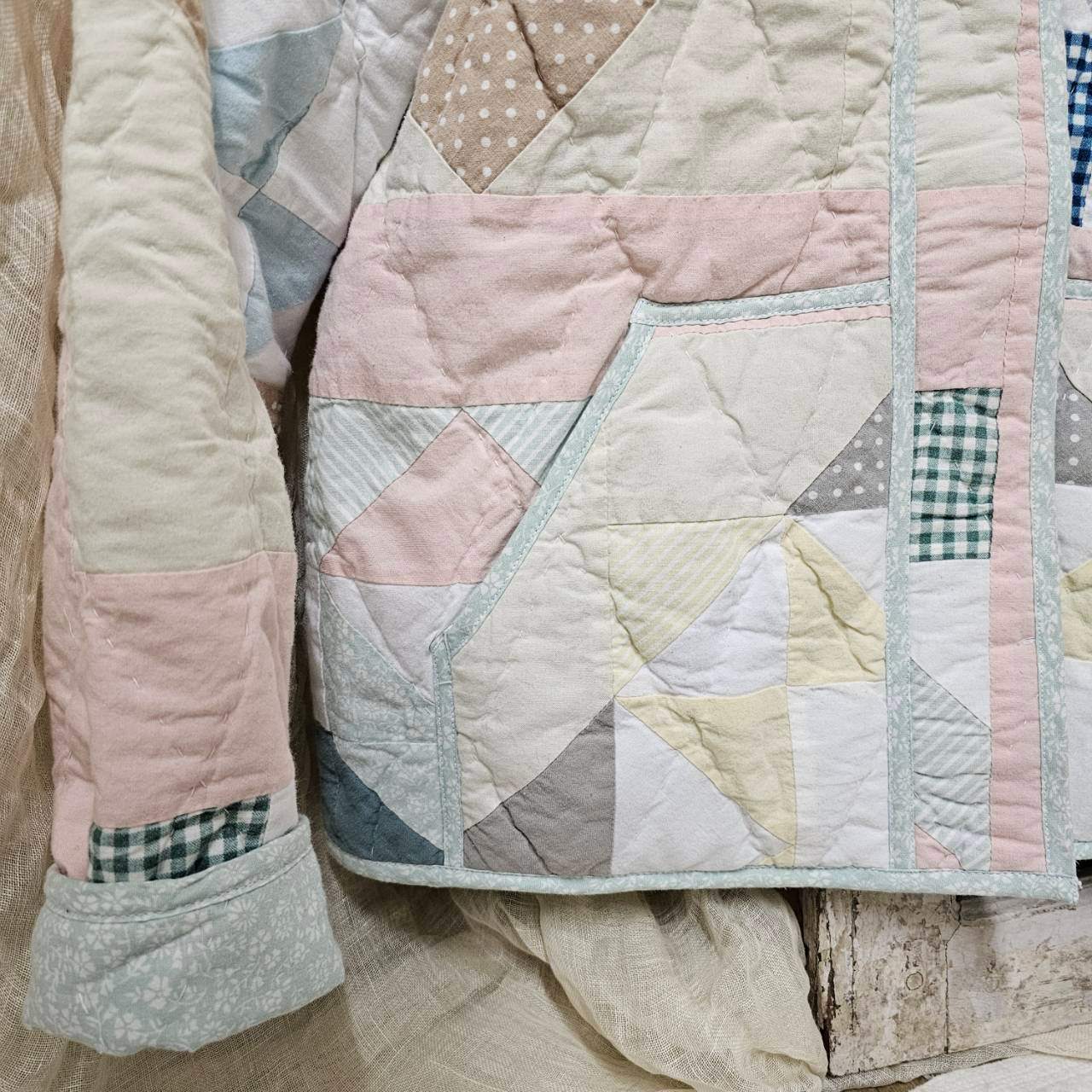 used_(ユーズド) Patch_ quilted patchwork handmade jacket/キルティングパッチワークハンドメイドジャケット M ミックス