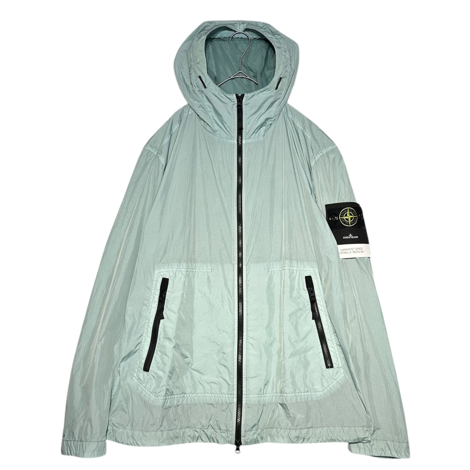 STONE ISLAND(ストーンアイランド) 23SS Crinkle Reps NY Hooded Jacke クリンクル レップス ナイロン フーデッド ジャケット 781540522 XL ライトブルー マウンテンパーカー ガーメントダイ