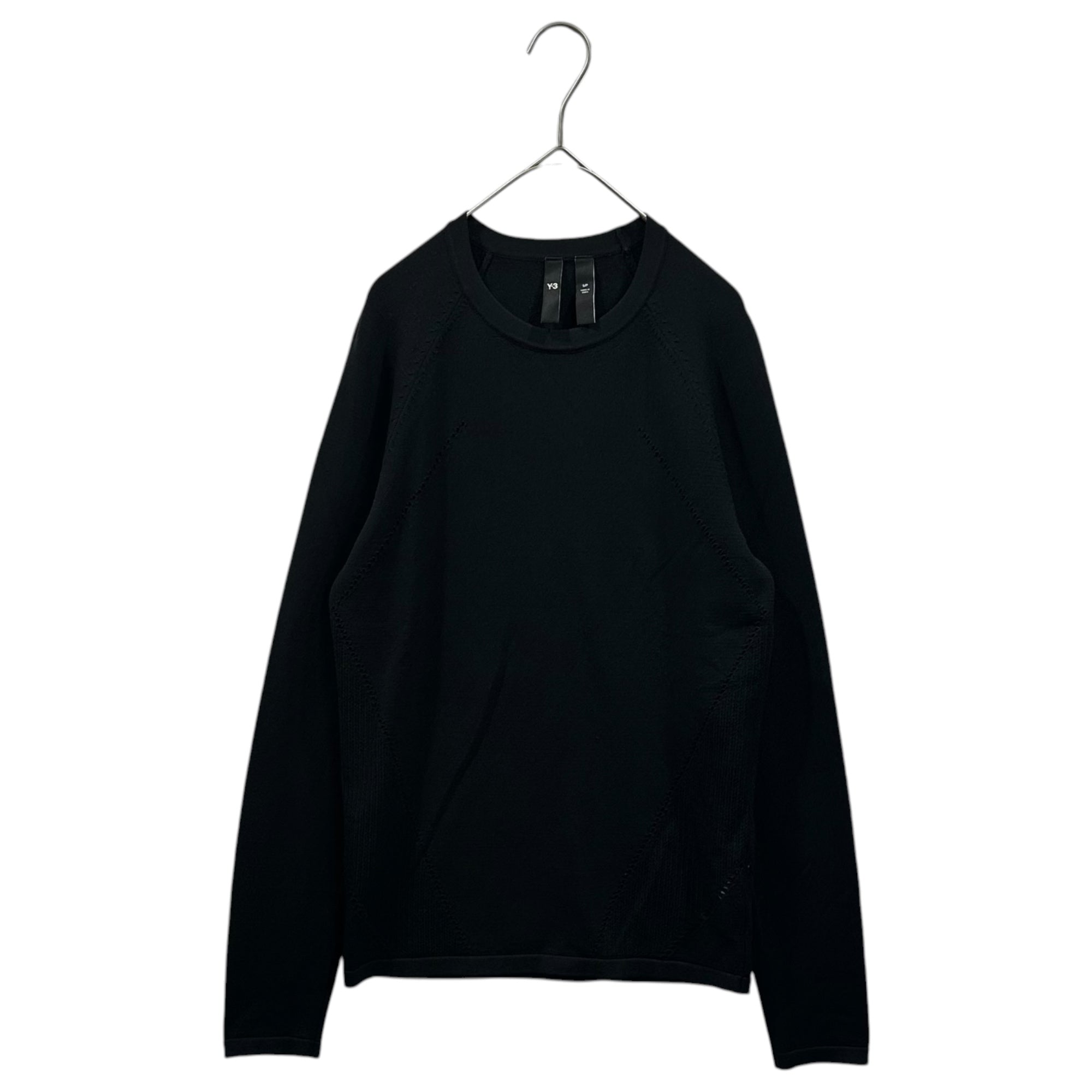 Y-3(ワイスリー) INGESAN KNIT CUT OUT TEE インゲサン ニット カットアウト 長袖 Tシャツ IJ9783 S ブラック