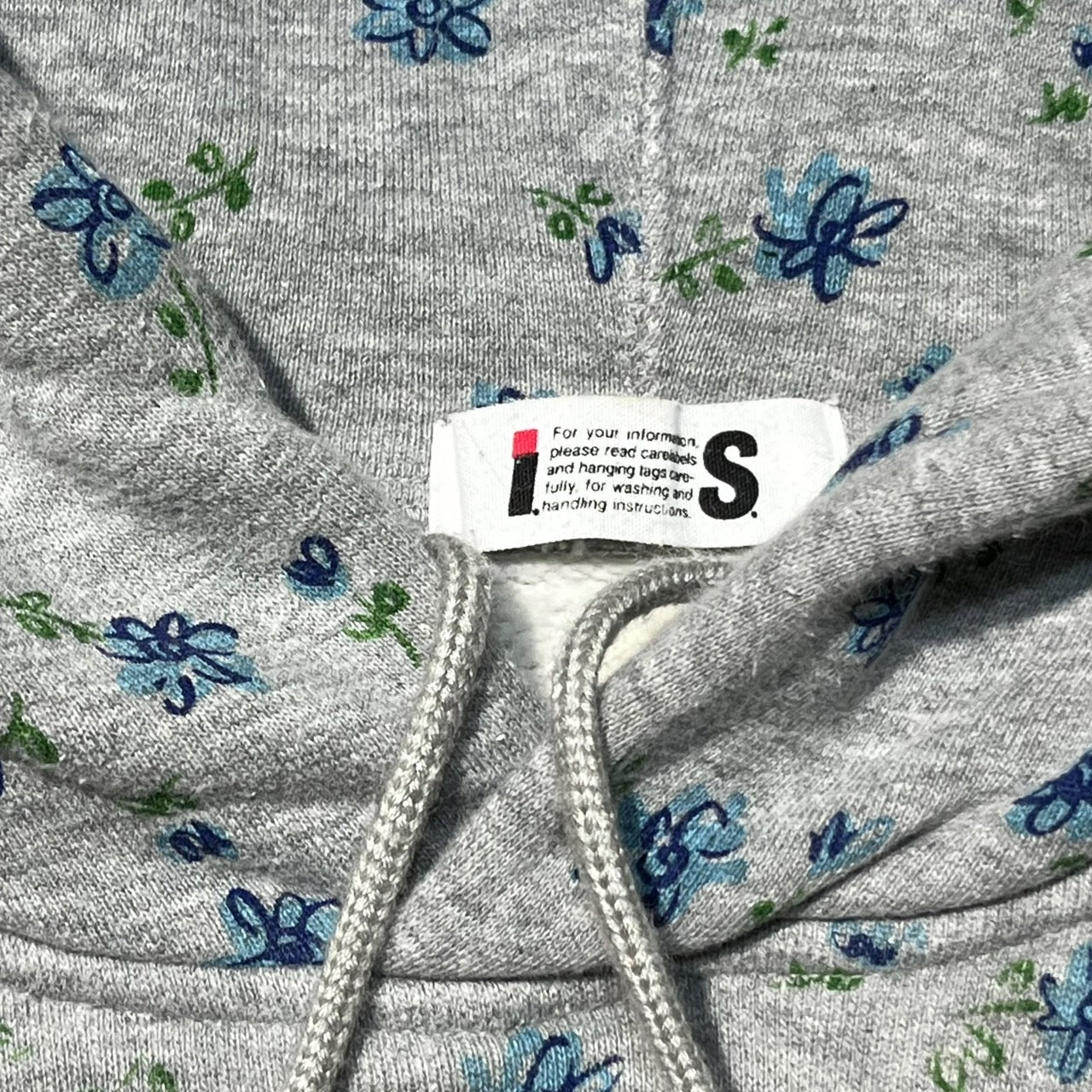 i.s. ISSEY MIYAKE(アイエス イッセイミヤケ) 80's flower print short Hoodie/フラワープリントパーカー RY13649 9(Mサイズ程度) グレー