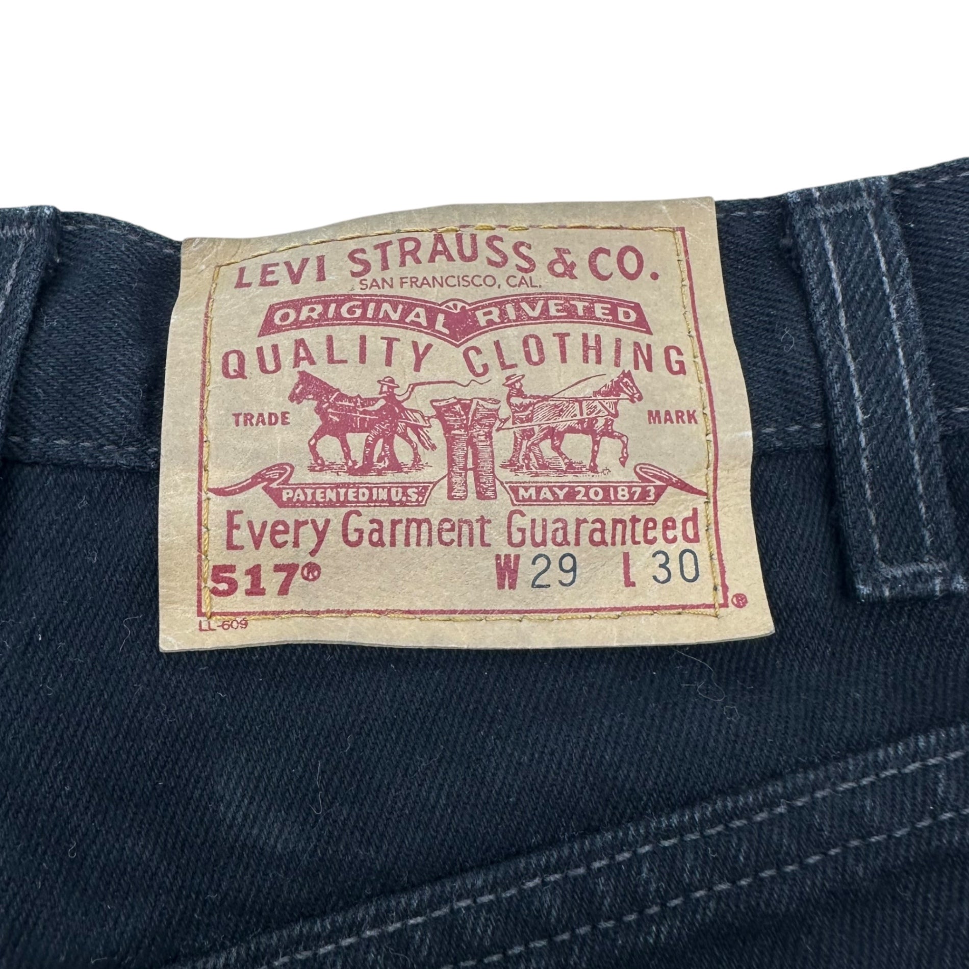 Levi's(リーバイス) 90's 517 USA made Black Denim bootsCut Pants 後染め ブラック ブーツカット フレア デニム パンツ 517-0260 W29 L30 ブラック 90年代 USA製 裏ボタン554