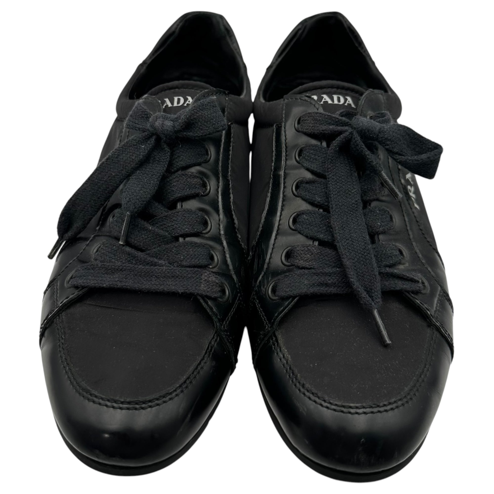 PRADA SPORT(プラダスポーツ) Low-Profile Nylon Leather Sneakers 薄底 ナイロン レザー スニーカー 4703 38(24.5cm程度) ブラック