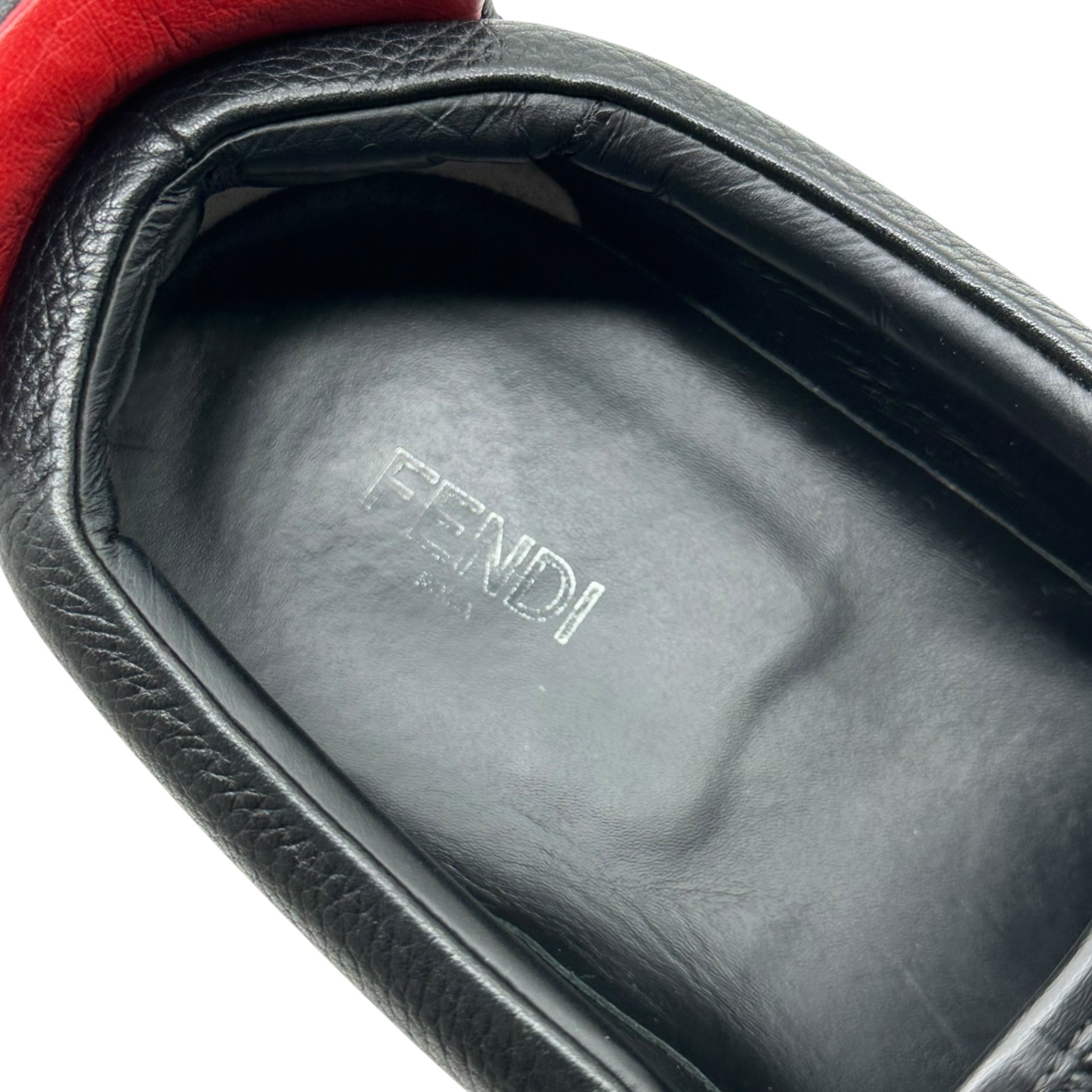 FENDI(フェンディ) Leather Monster 3D Eyes Slip On レザー モンスター スリッポン 1030 7E(26cm程度) ブラック×レッド