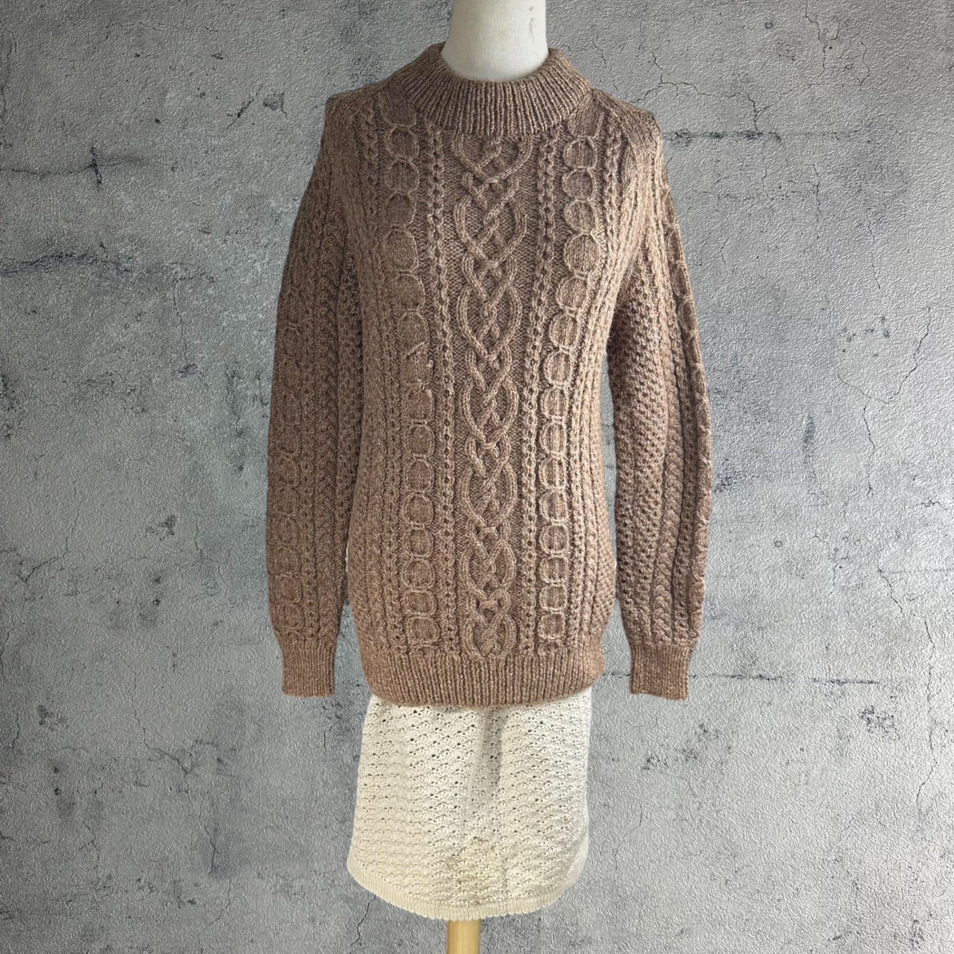 VINTAGE(ヴィンテージ) 90's~ cable knit ケーブル編みニット Mサイズ程度 ブラウン
