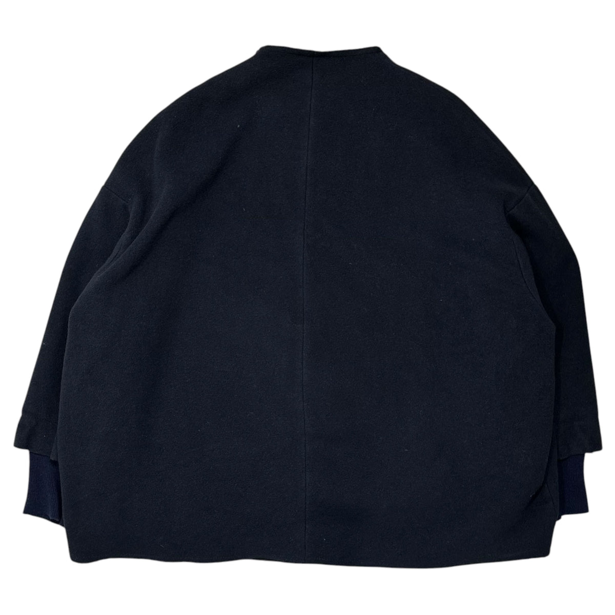 H+ HANNOH WESSEL(アッシュプリュスアノーヴェセル) Wo/ Co Collarless Layered Jacket ノーカラー コットン ウール レイヤード ジャケット 42 ネイビー