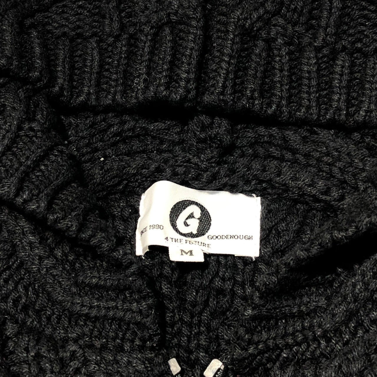 GOODENOUGH(グッドイナフ) 15AW CABLE KNIT ZIP PARKA ケーブルニット ジップアップ パーカー 復刻 GE-155004 M ブラック×レッド