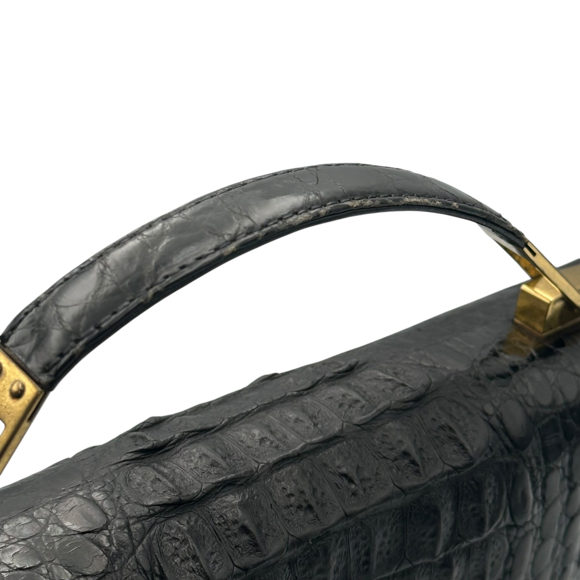 KAIYO(カイヨー) 90's Crocodile Leather Handbag クロコダイル レザー ハンド バッグ ブラック