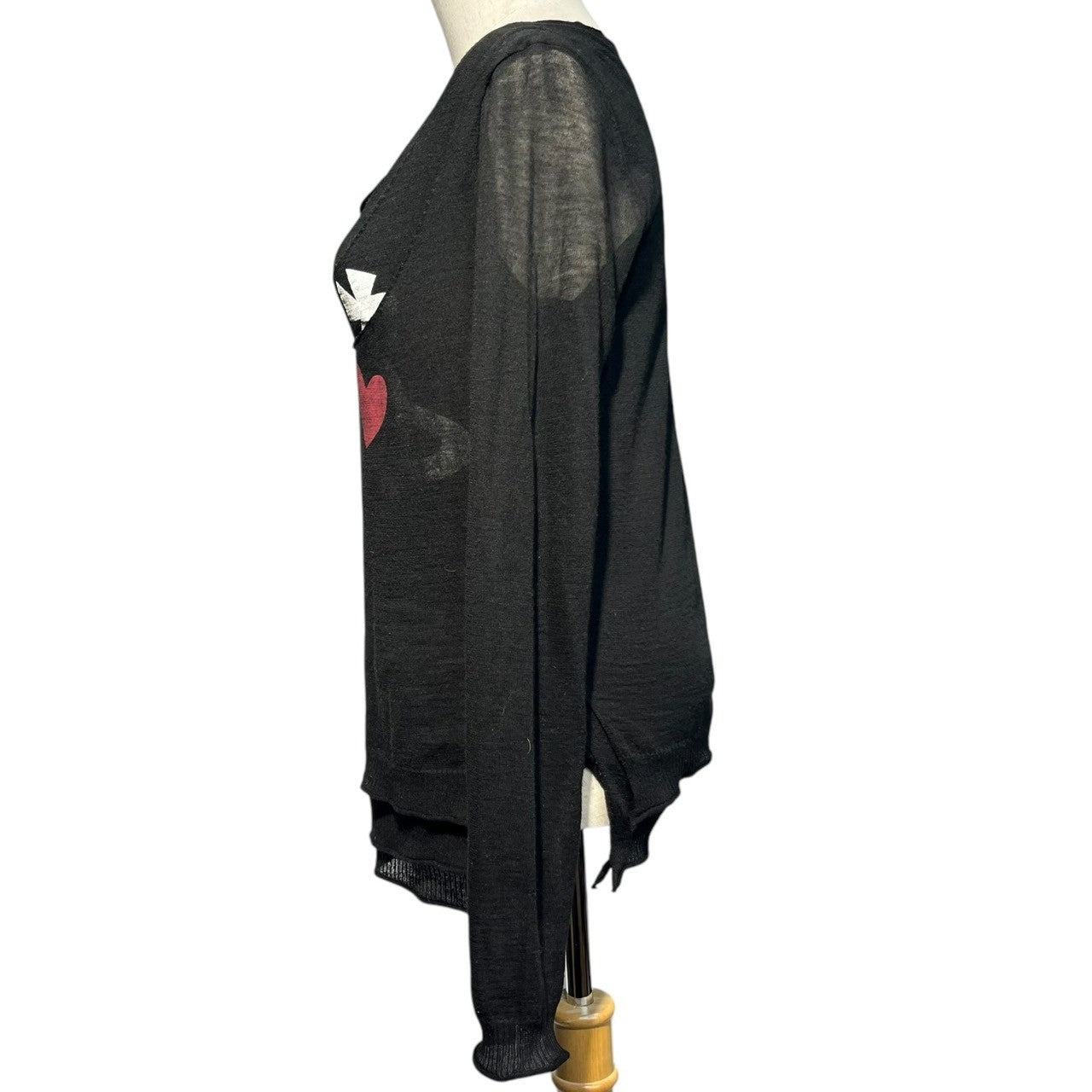 Vivienne Westwood RED LABEL(ヴィヴィアンウエストウッドレッドレーベル) 00's Heart print layered high gauge knit ハート プリント レイヤード ハイゲージ ニット 357-01-17036 3(L) ブラック オリゾンティタグ