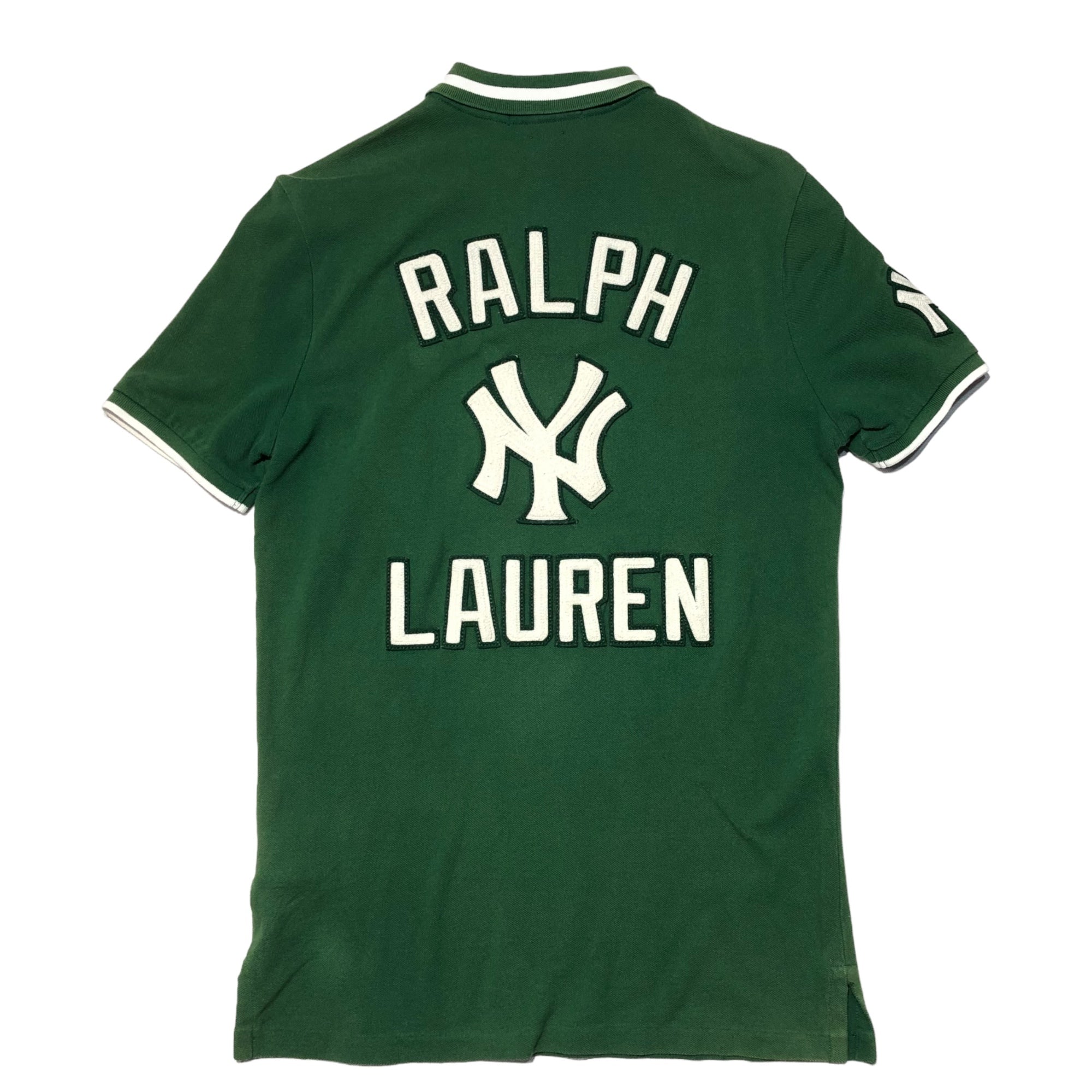 POLO RALPH LAUREN×MLB Yankees(ポロラルフローレン×ヤンキース) Yankees logo embroidery polo shirt ロゴ 刺繍 半袖 ポロシャツ 710810495001 XS グリーン×ホワイト コラボ