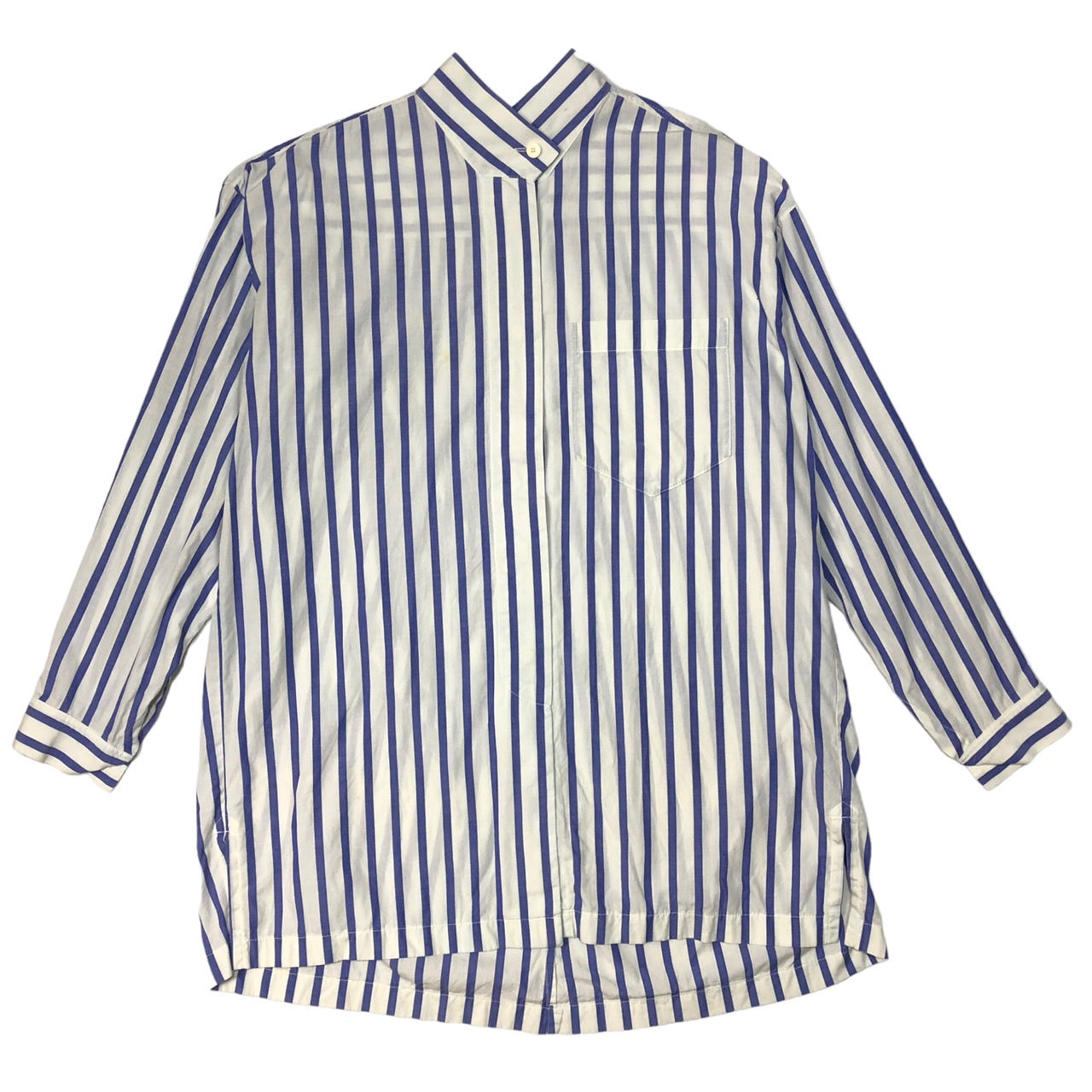 ISSEY MIYAKE(イッセイミヤケ) 80's筆タグスタンドカラーストライプシャツ JG12099 M ブルー×ホワイト