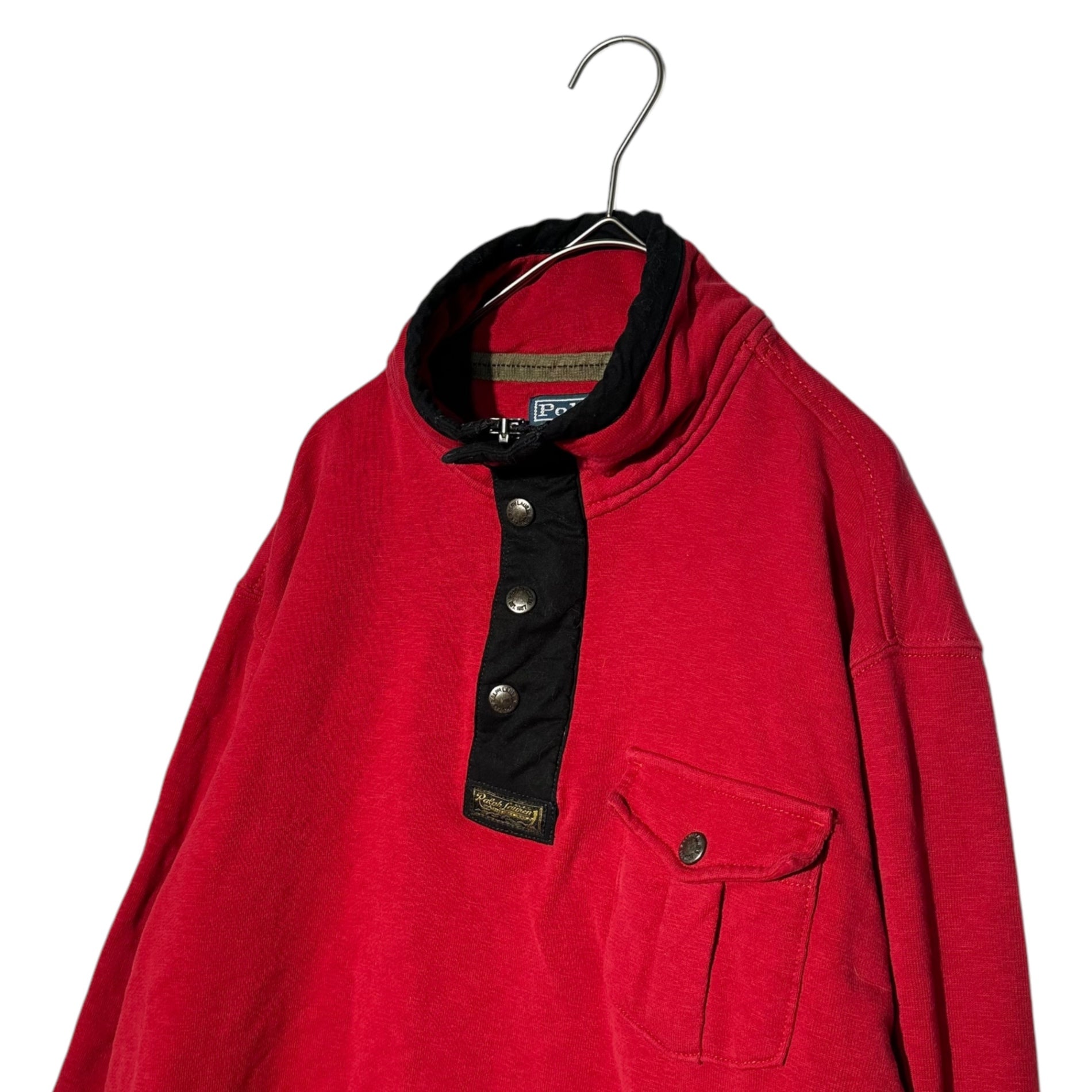 POLO RALPH LAUREN(ポロラルフローレン) Half-zip henley neck sweatshirt ハーフジップ ヘンリーネック スウェット M レッド