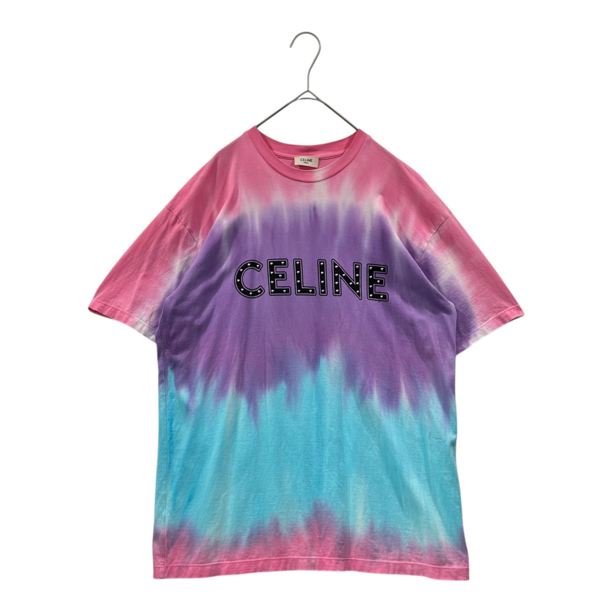CELINE(セリーヌ) 21SS Studs Logo Print Tie-Dye Loose T-Shirt スタッズ ロゴ プリント タイダイ ルーズ Tシャツ 2X687956M S ピンク×パープル×ブルー エディスリマン Hedi Slimane TEEN KNIGHT POEM