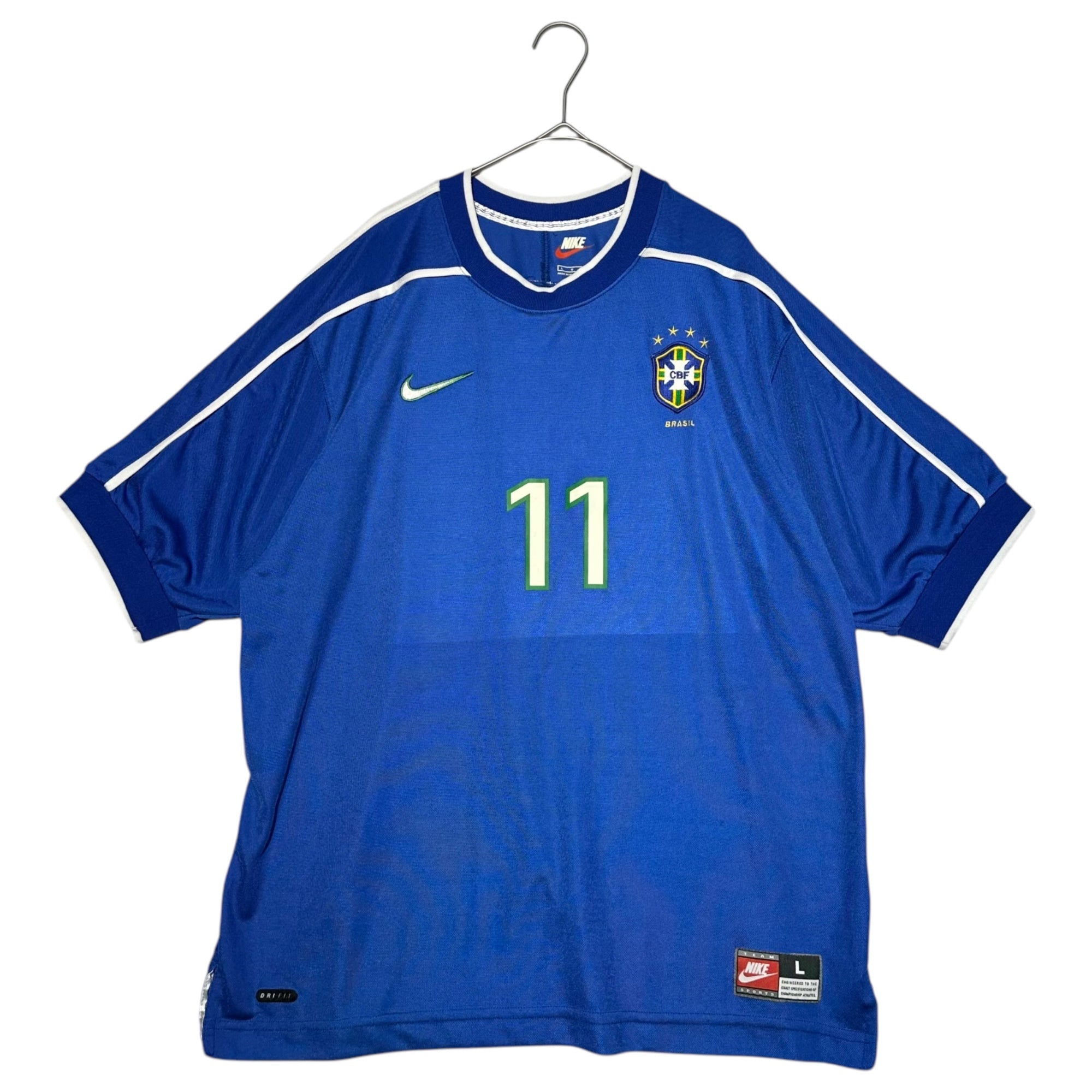 NIKE(ナイキ) 1998 world cup ”BRASIL” away uniform ワールドカップ ブラジル代表 アウェイ ユニフォーム U98-PRX L ブルー ゲームシャツ Tシャツ 90年代 90's
