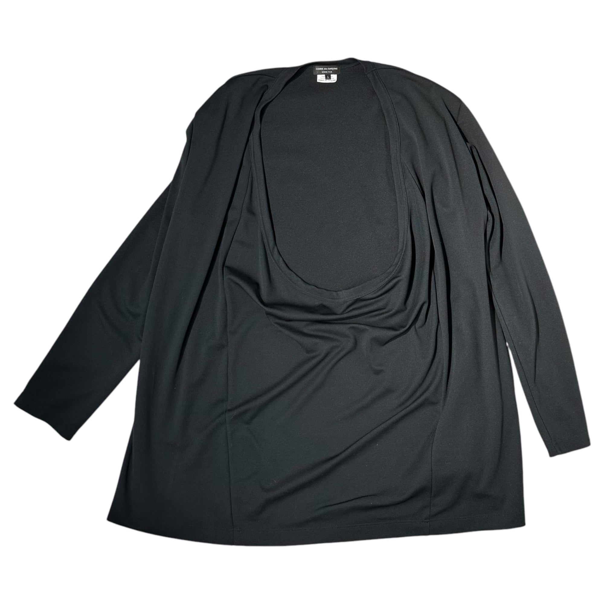 COMME des GARCONS HOMME PLUS(コムデギャルソンオムプリュス) 22AW ノマド期 Draped Estelle Long Length Cut and Sewn ドレープ エステル ロング丈 カットソー PJ-T016 L ブラック AD2022 長袖 Tシャツ