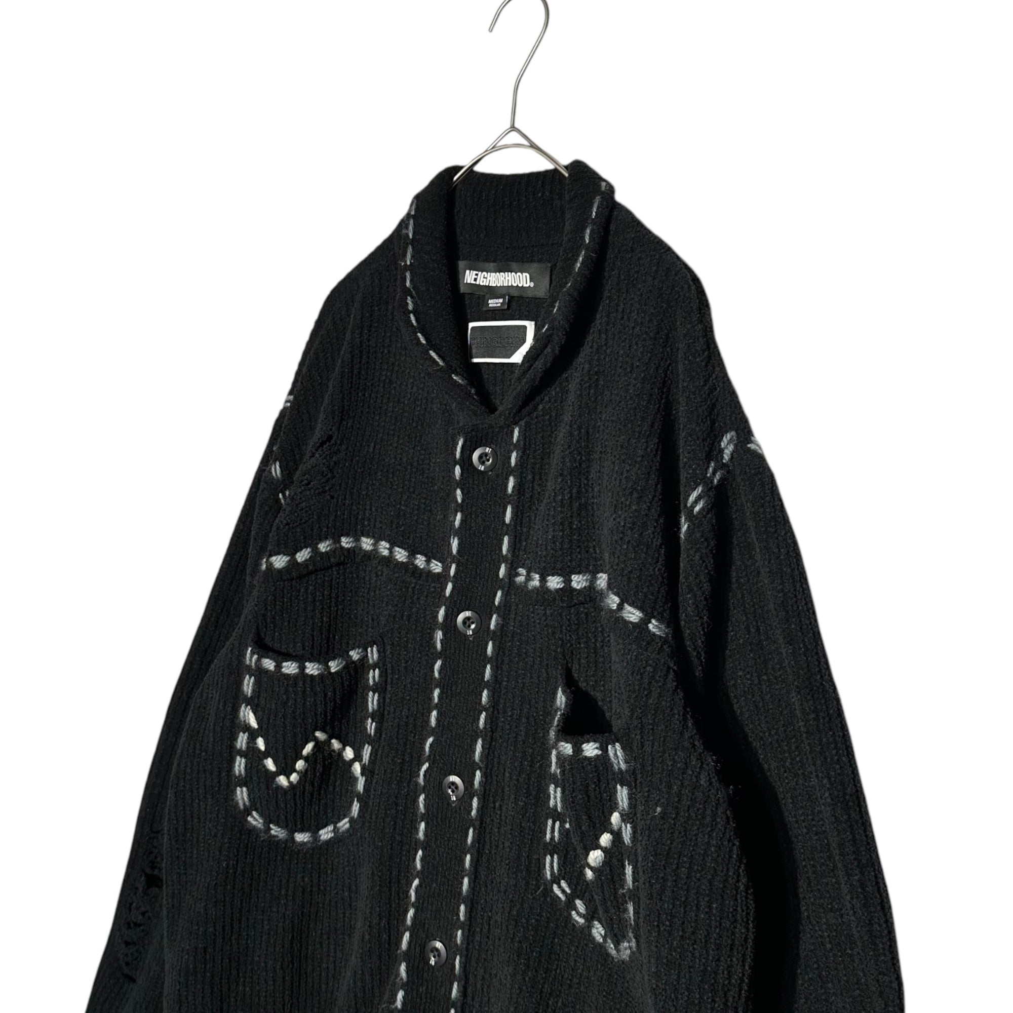 NEIGHBORHOOD(ネイバーフッド) 24AW × PHINGERIN PG1 SAVAGE KNIT フィンガリン サヴェージニット ジャケット PD-242-NH-KN-011 M ブラック×ホワイト