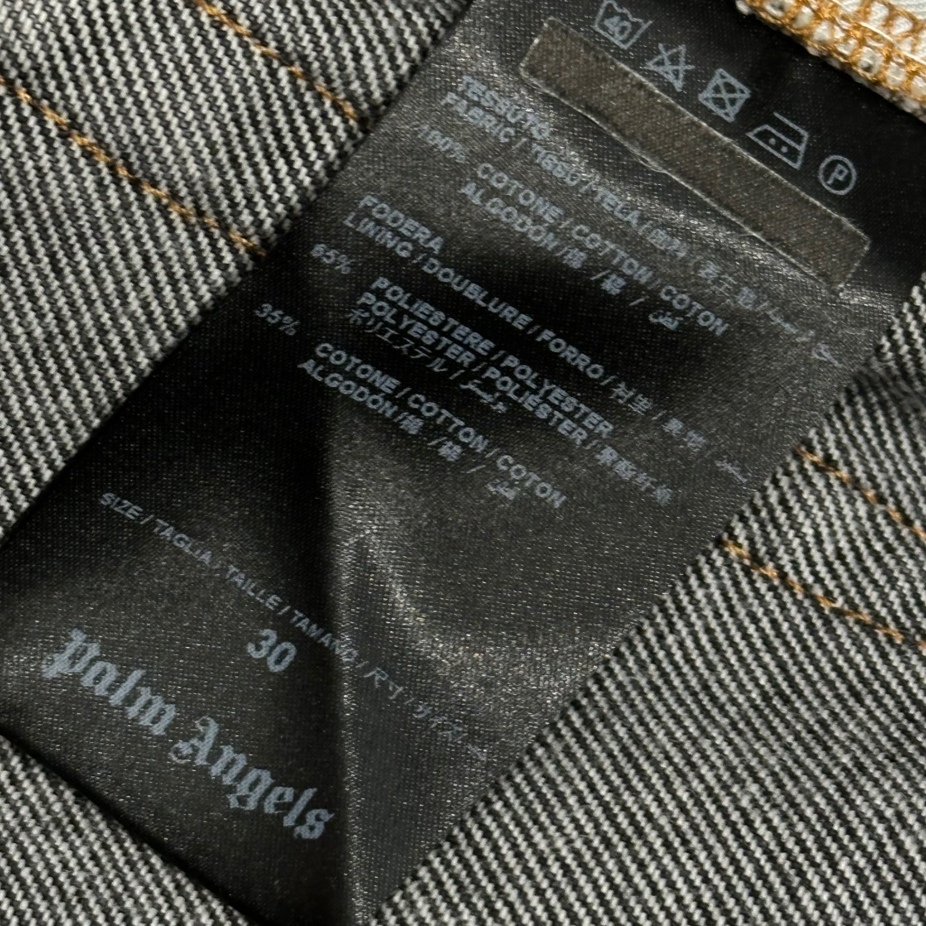 Palm Angels(パームエンジェルス) Crash Skinny Jeans クラッシュ スキニー ジーンズ PMCE001S17 30 ブラック ダメージ加工 デニム パンツ