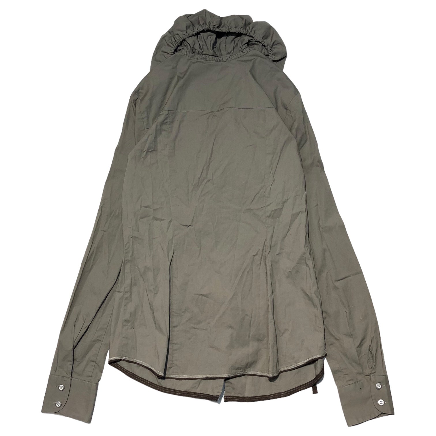 MARITHE FRANCOIS GIRBAUD(マリテフランソワジルボー) 00's gathered long collar blouse ギャザー ロングカラー ブラウス F7-5279 M グレー Y2K 長袖 シャツ ジャケット