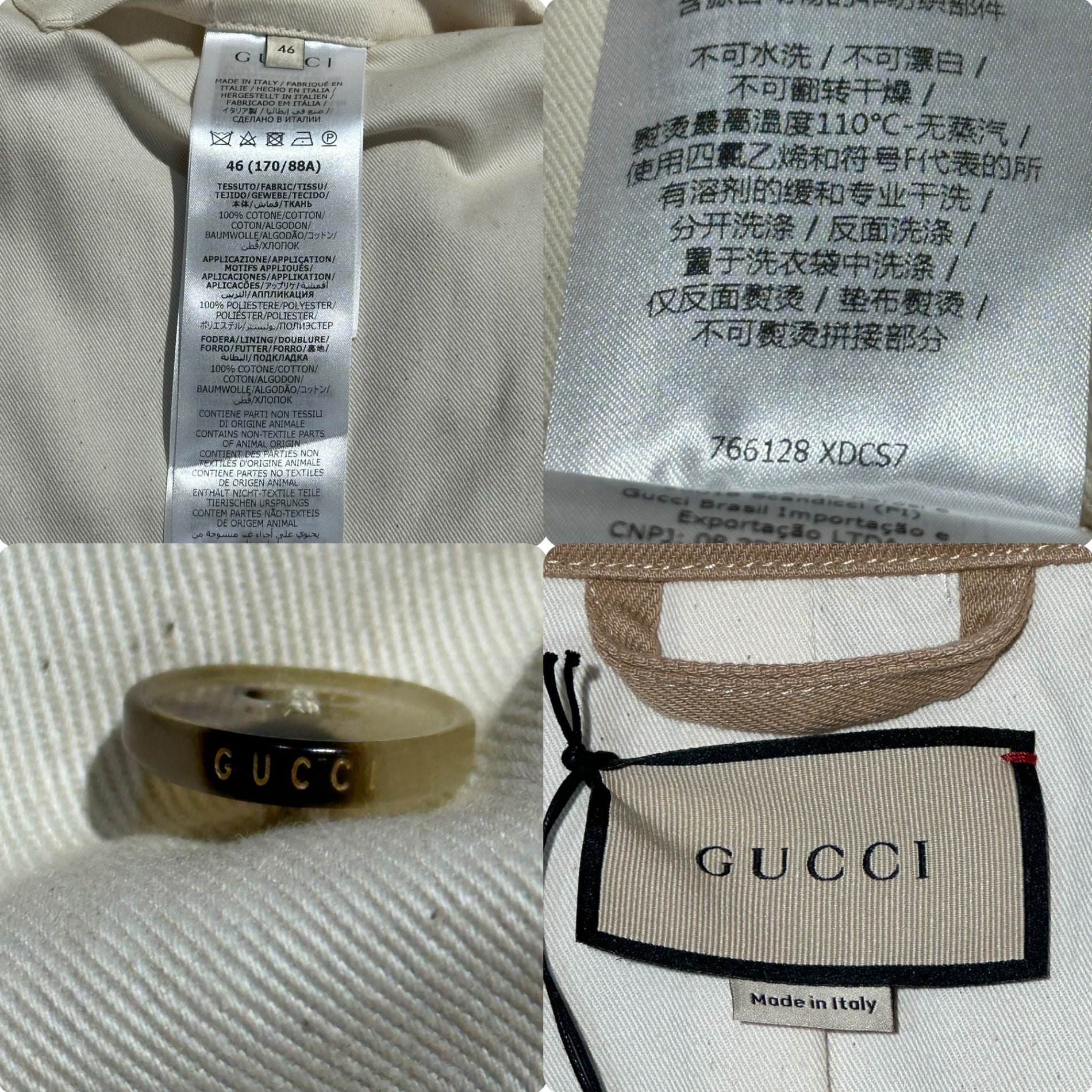 GUCCI(グッチ) 24SS GG Detail Organic Denim Jacket 型押し オーガニック デニム ジャケット 766128 46(M程度) ベージュ エンボス カバオール