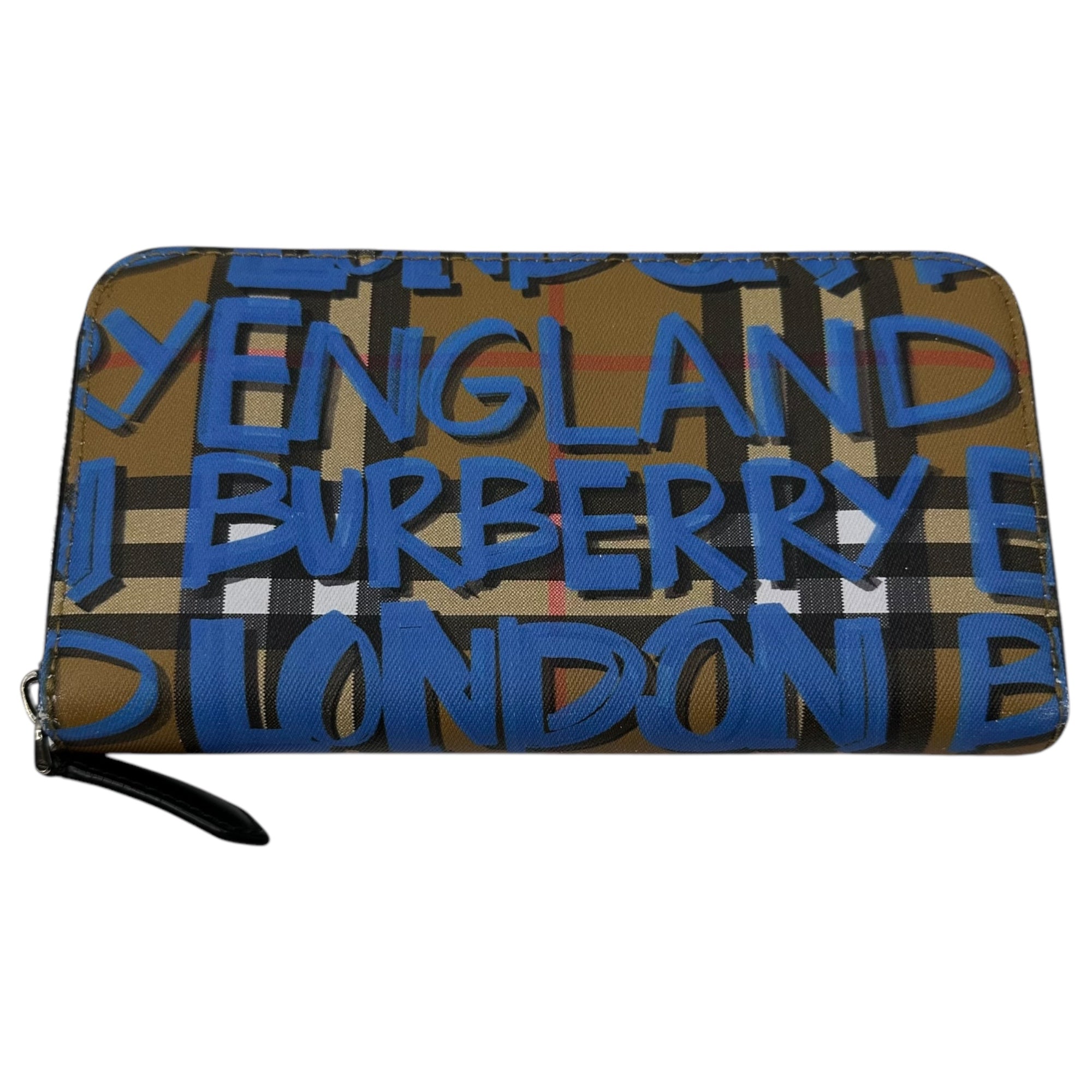 BURBERRY(バーバリー) 18AW Graffiti Nova Check Round Zip Wallet グラフィティ ノヴァ チェック ラウンド ジップ ウォレット TIVTIT1265 ブラウン×ブルー 長財布