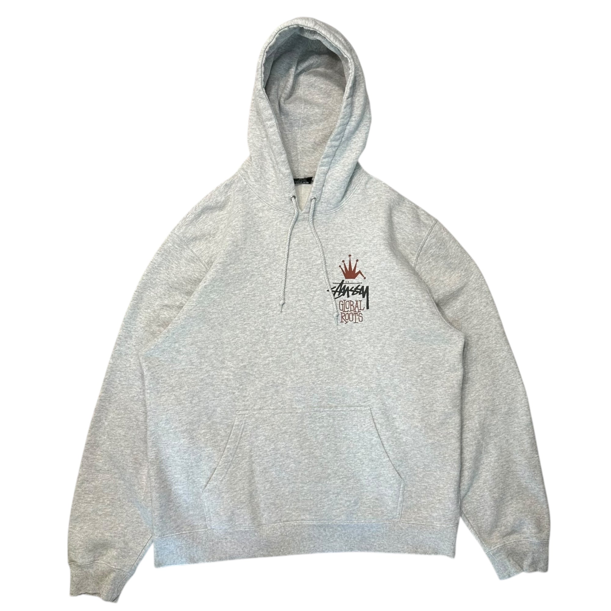 STUSSY(ステューシー) Global Roots Hoodie ロゴプリント プルオーバー パーカー XL ライトグレー