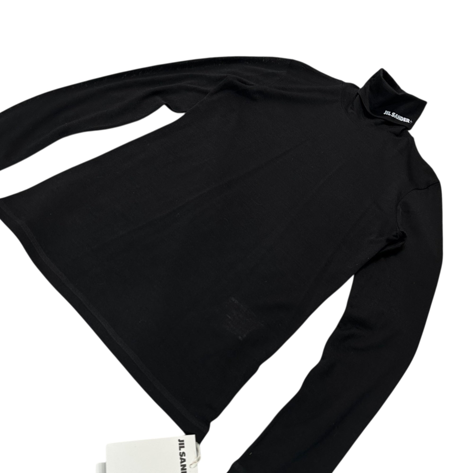 JIL SANDER+(ジルサンダー プラス) 22AW Neck Logo Turtleneck Wool Blend Knit Top ネックロゴ タートル ウール混 カットソー J40GC0020 J70021 M ブラック×ホワイト