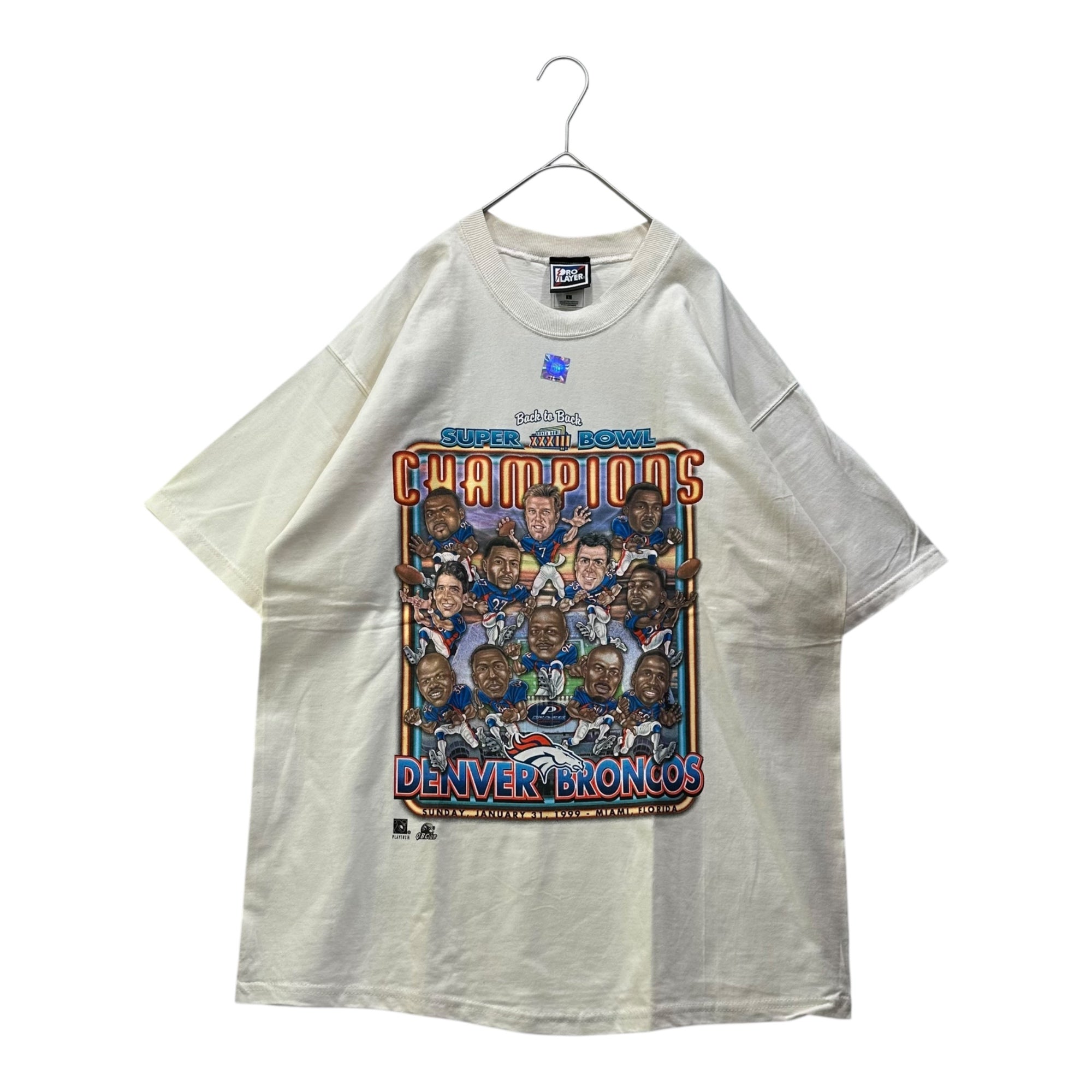 VINTAGE(ヴィンテージ) 1999 SUPER BOWL T-SHIRT 99年 スーパーボール Tシャツ L ホワイト×マルチカラー NFL