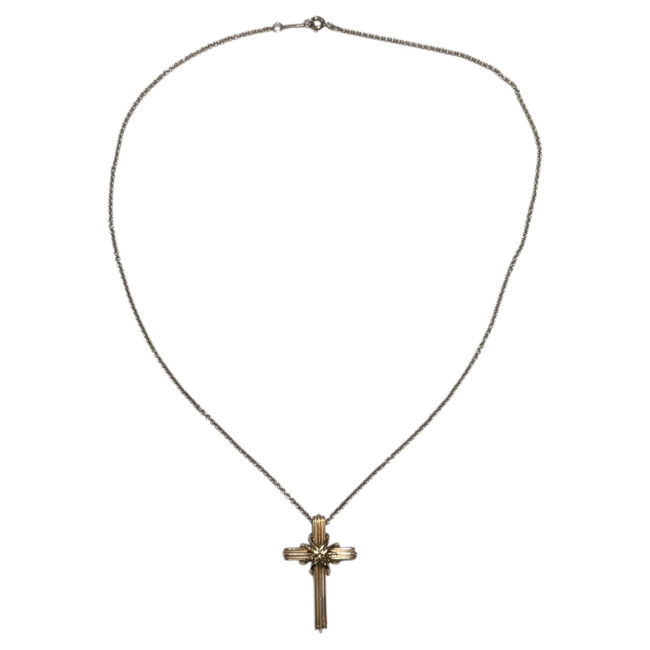 TIFFANY & CO.(ティファニー) 18k gold x 925 silver signature cross necklace 18金 × シルバー925 シグネチャー クロス ネックレス シルバー×ゴールド 750 チェーン ペンダント トップ