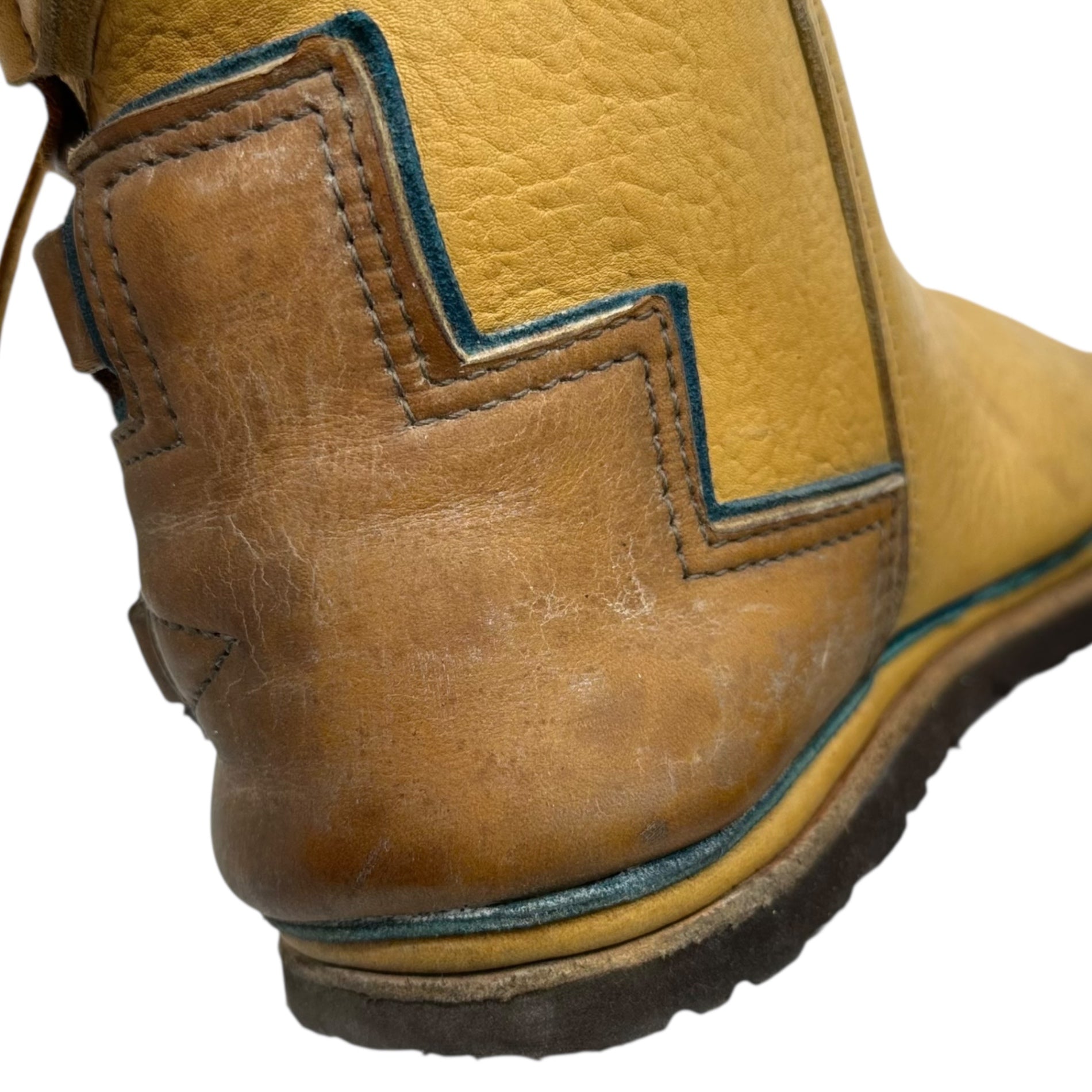 RON BOYD × BEAMS PLUS(ロンボイド × ビームスプラス) Concho Custom Moccasin Boots コンチョ カスタム モカシン ブーツ アメリカンヒッピー 27~27.5cm程度 ベージュ×ブラウン INDIAN JEWELRY Fair限定 ロンボイド氏ハンドメイド レザー