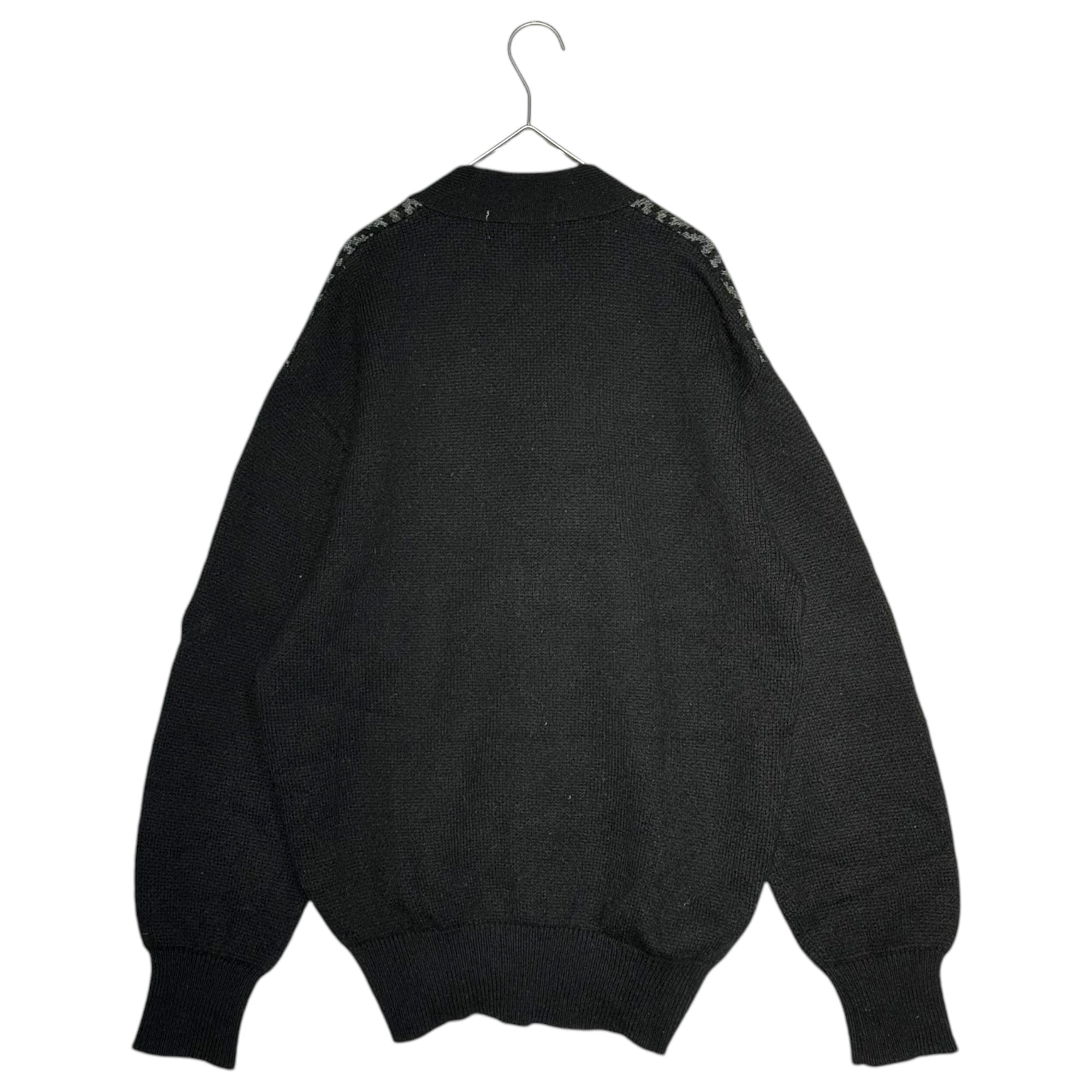 COMME des GARCONS HOMME(コムデギャルソンオム) 80's Front herringbone button cardigan 80年代 フロント ヘリンボーン ボタン カーディガン 川久保玲 本人期 HN-080070 FREE ブラック×グレー AD表記無し 1980年代製造品 稀少