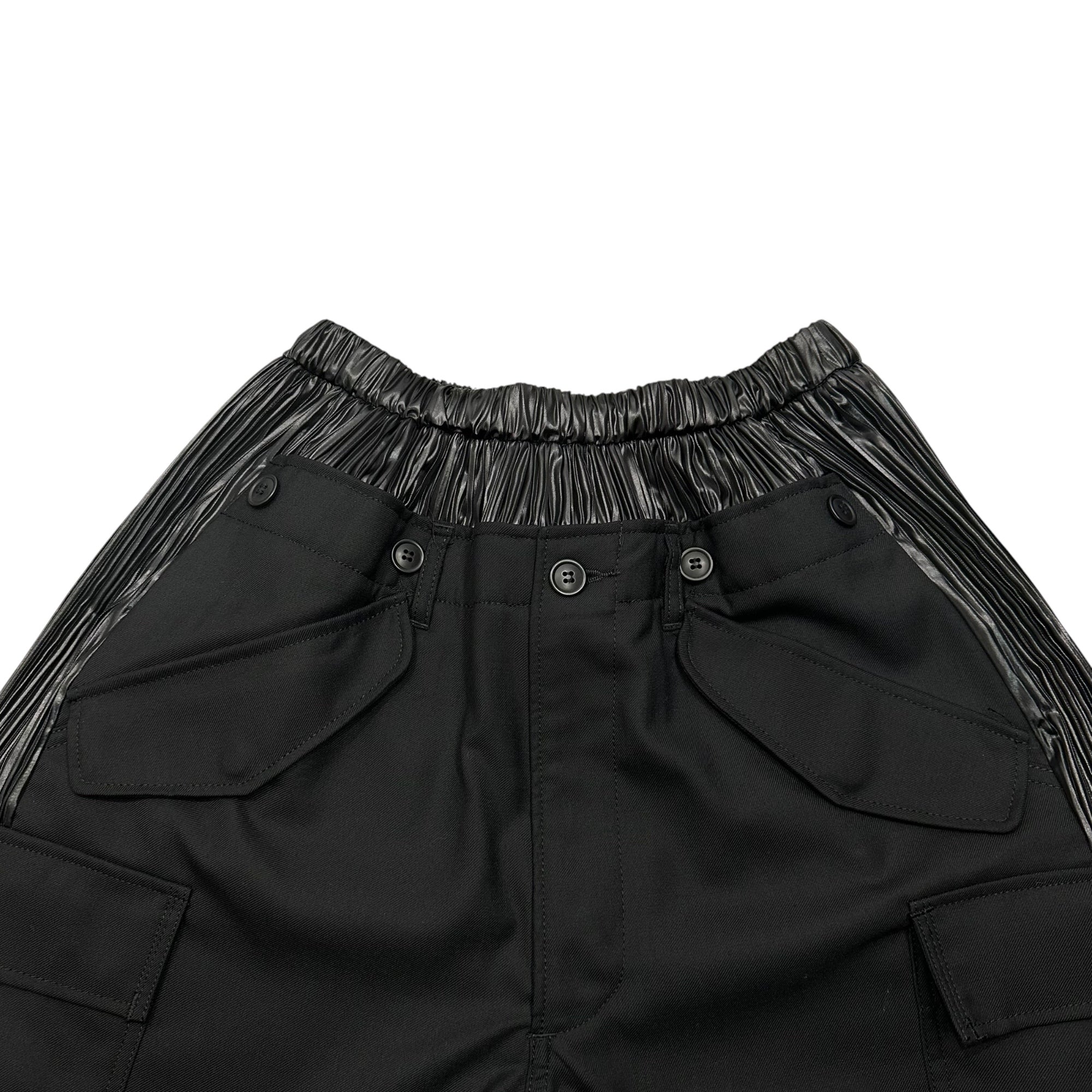JUNYA WATANABE(ジュンヤワタナベ) 25AW GABARDINE×SATIN CARGO PANTS ギャバジン サテン ドッキング ワイド カーゴ パン JP-P046 XS ブラック AD2025