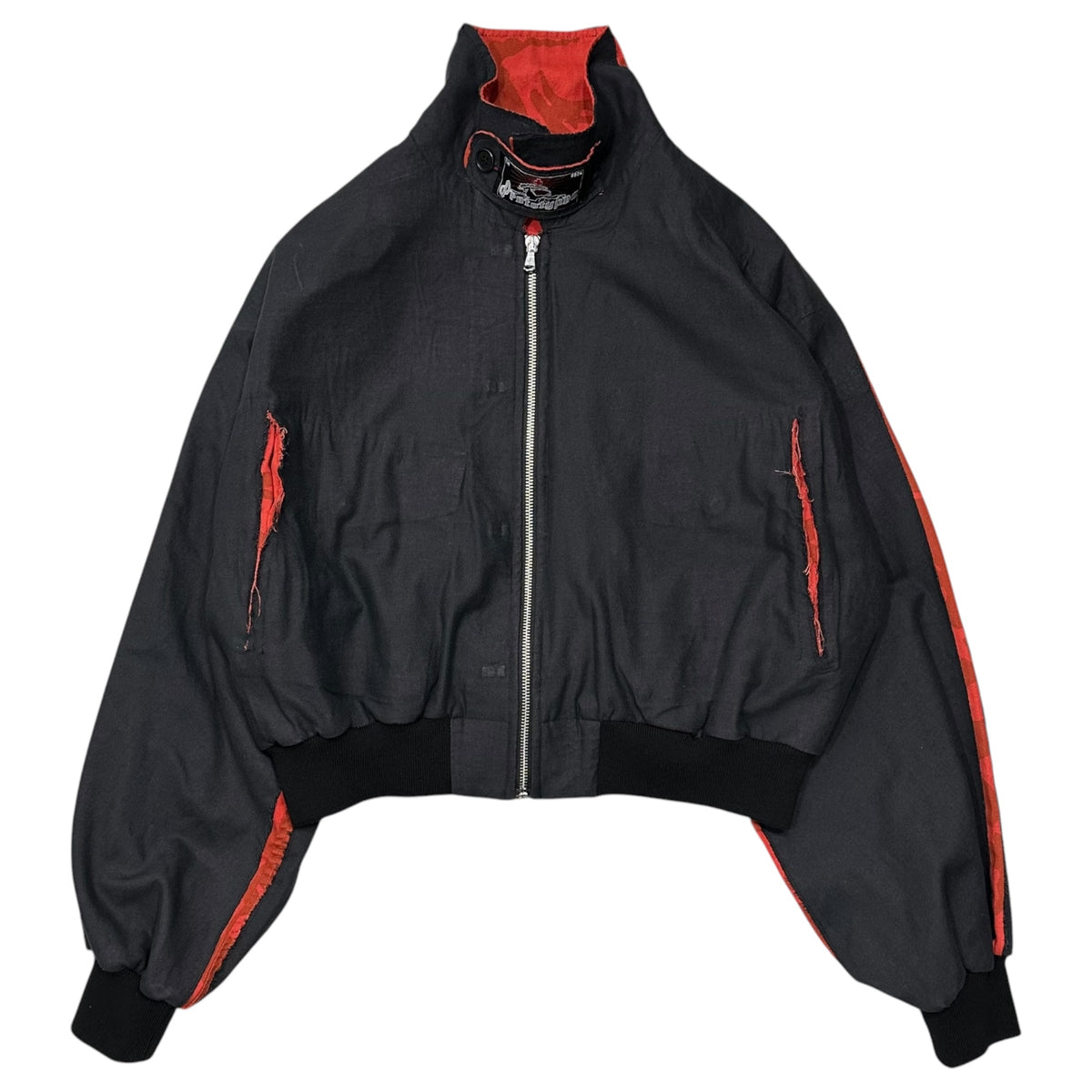 PROTOTYPES(プロトタイプス) 2024AW BONDED HARRINGTON JACKET ボンデッド ハリントン ジャケット 31PT070W01USBR S/M ブラック×レッド VETEMENTS出身ブランド ヴィンテージ加工