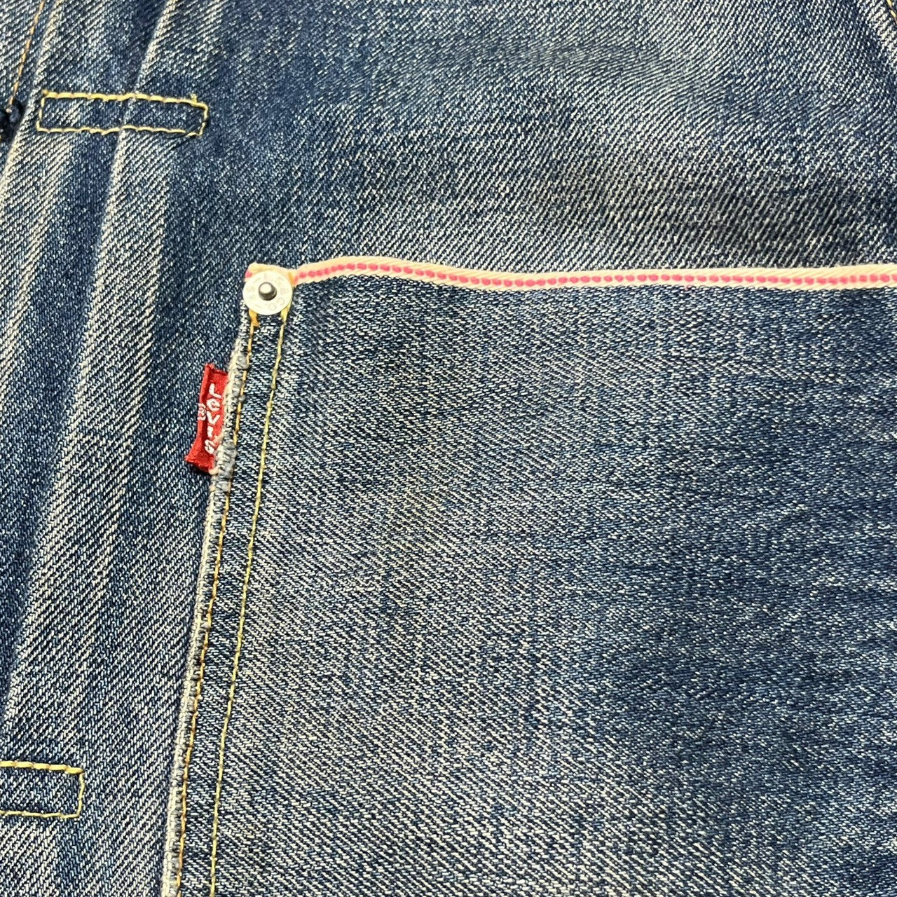 FRAGMENT DESIGN × LEVI'S FENOM(フラグメントデザイン×リーバイスフェノム) 00's Knit switching 1st model trucker denim jacket ニット切替 ファーストモデル トラッカー デニムジャケット 3016-2 FM13-0001 M インディゴ×オフホワイト 藤原ヒロシ モンクレールコラボ元ネタ ヴィンテージ加工(汚れは加工です)